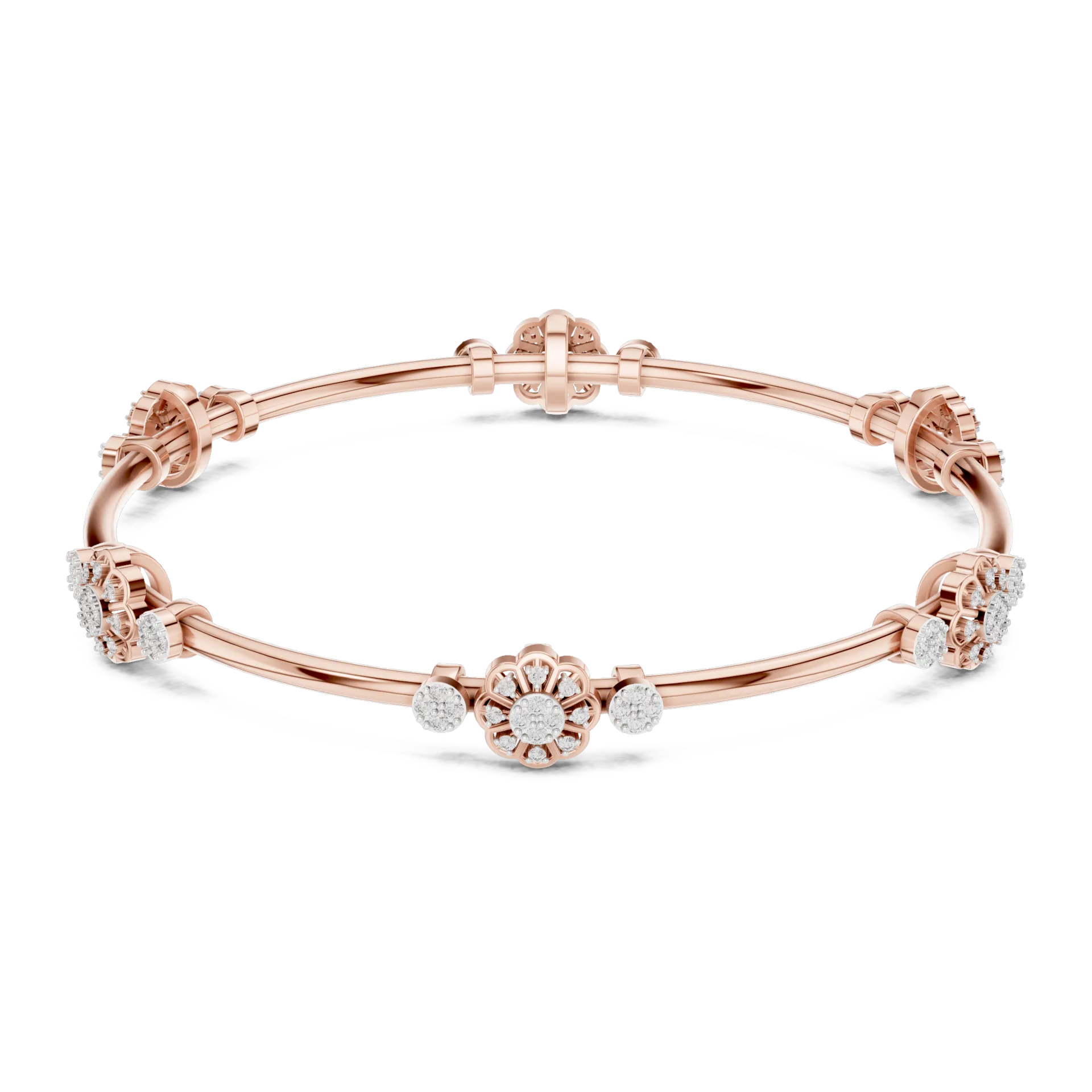 Floral Cluster Station Diamond Bangle
