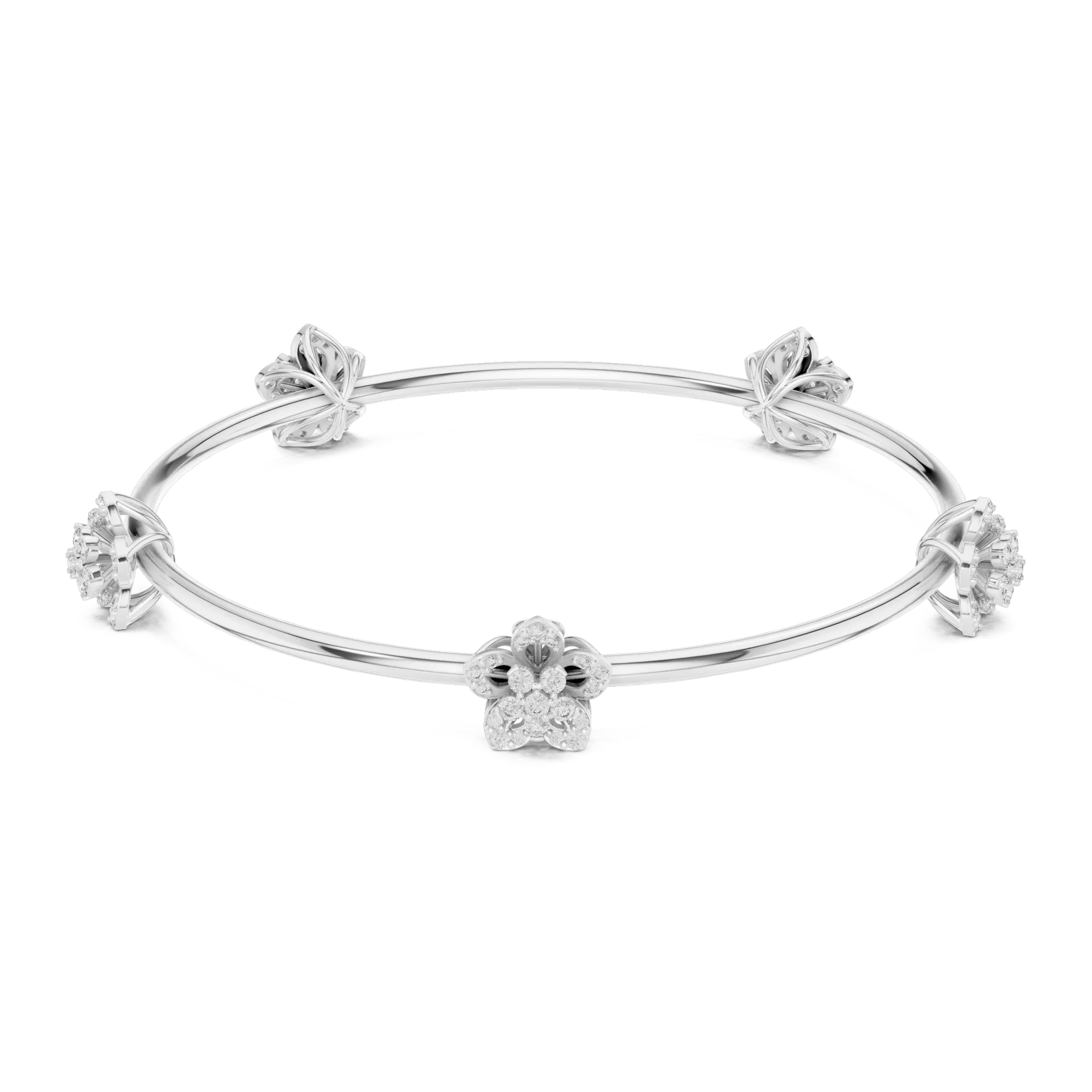 Blooming Floral Leaf Diamond Bangle
