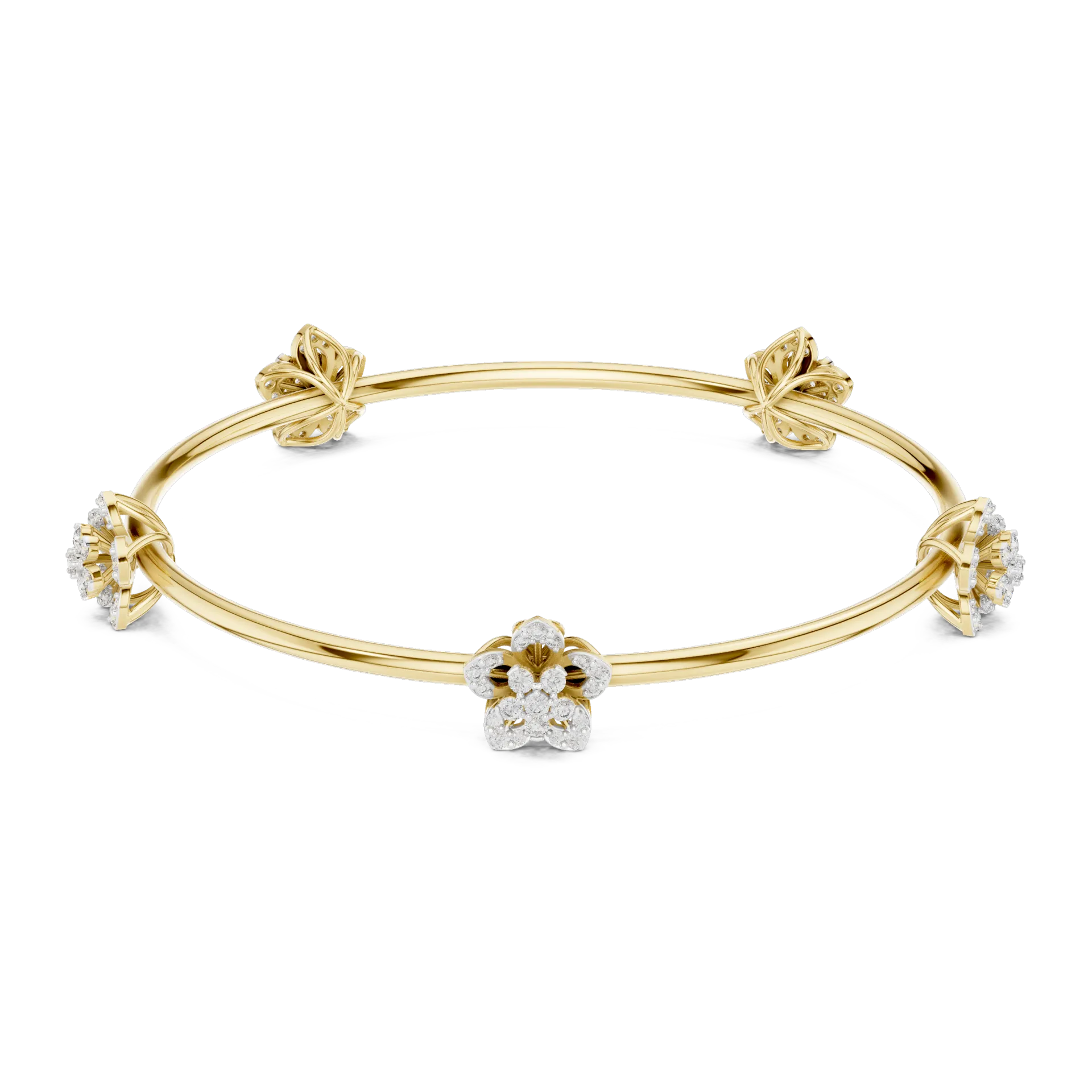 Blooming Floral Leaf Diamond Bangle