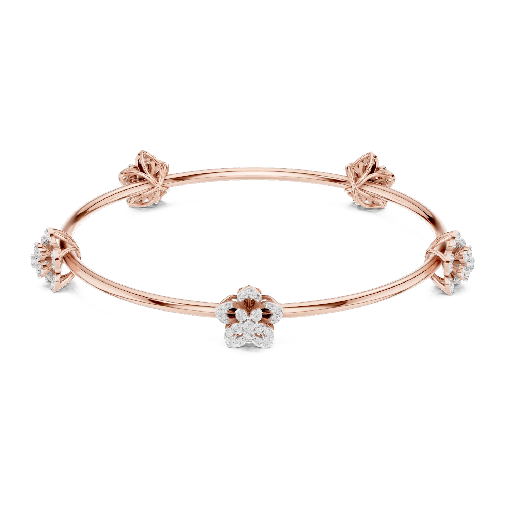 Blooming Floral Leaf Diamond Bangle