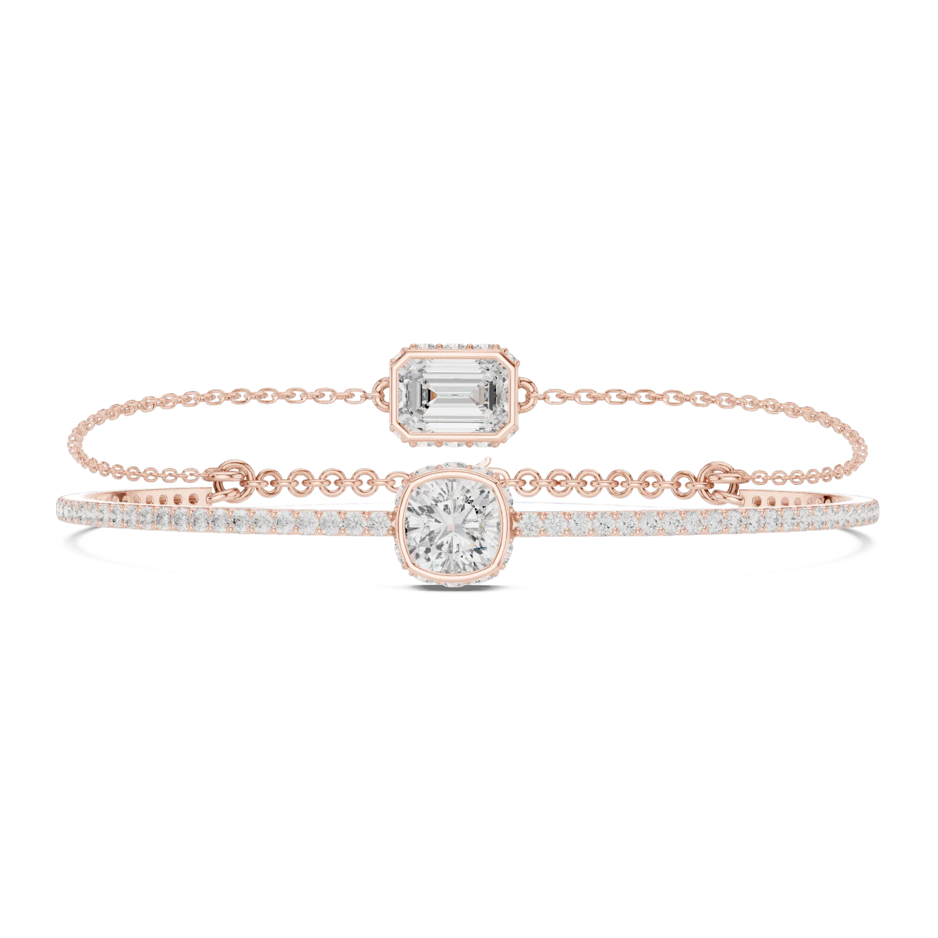 Emerald Cushion Dual Solitaire Bangle