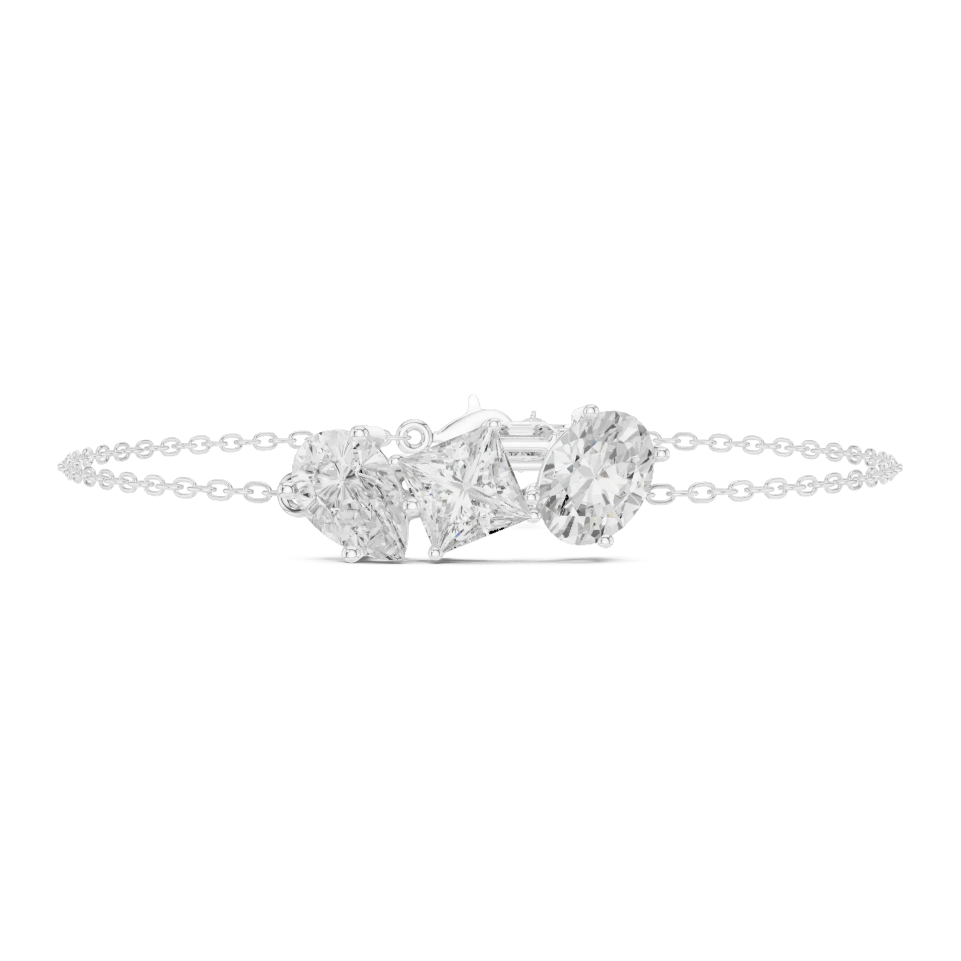 Asymmetrical Fancy Cluster Chain Bracelet
