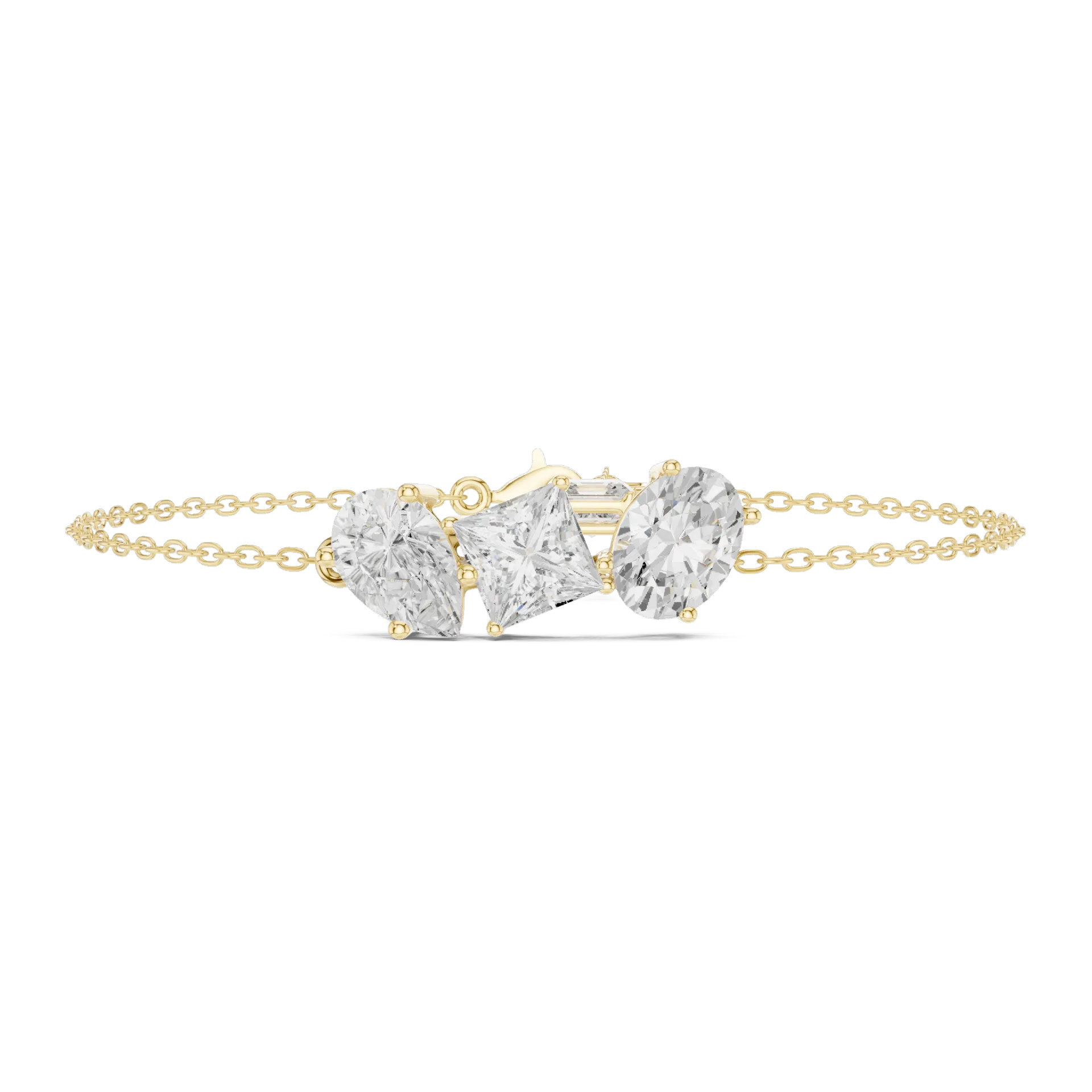 Asymmetrical Fancy Cluster Chain Bracelet