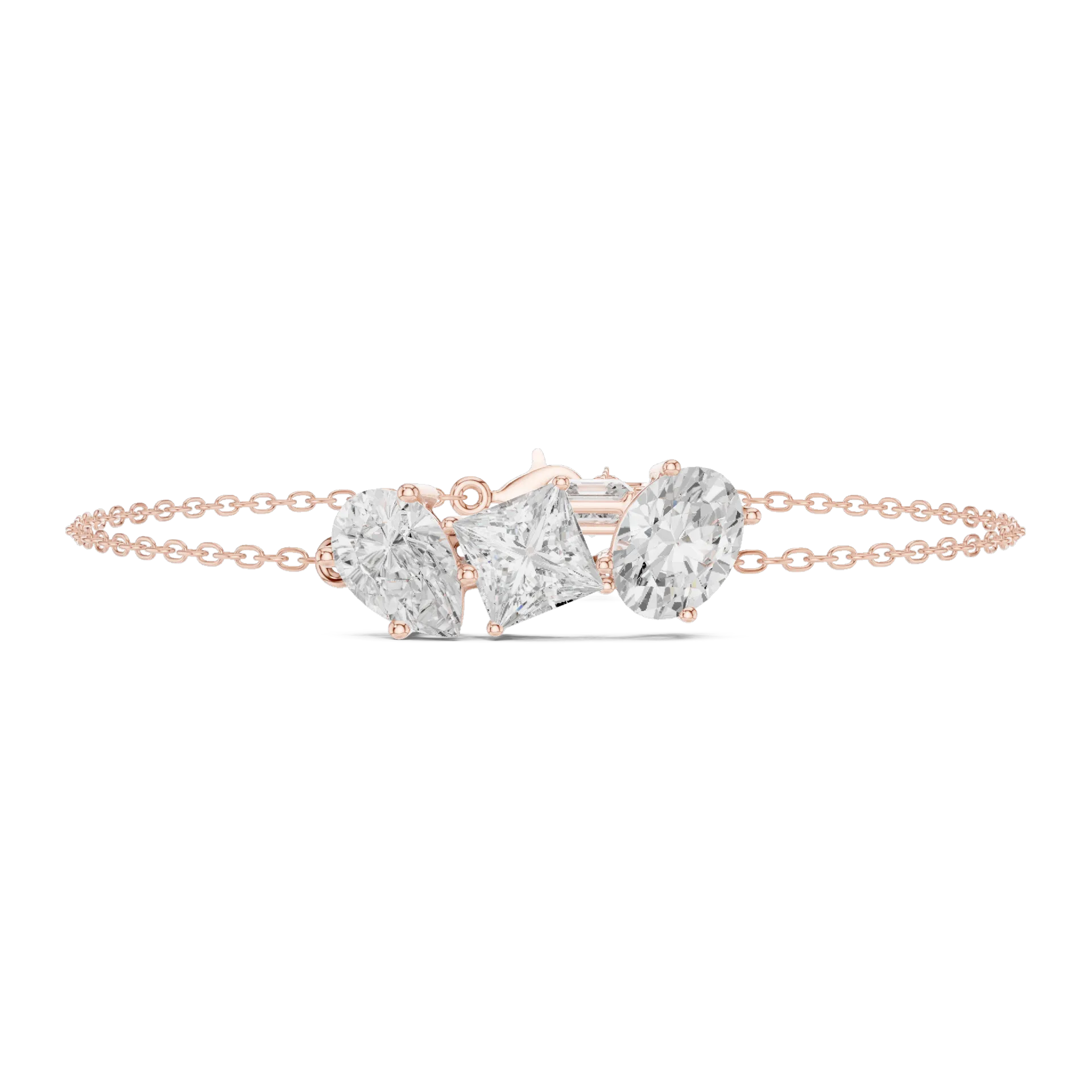 Asymmetrical Fancy Cluster Chain Bracelet