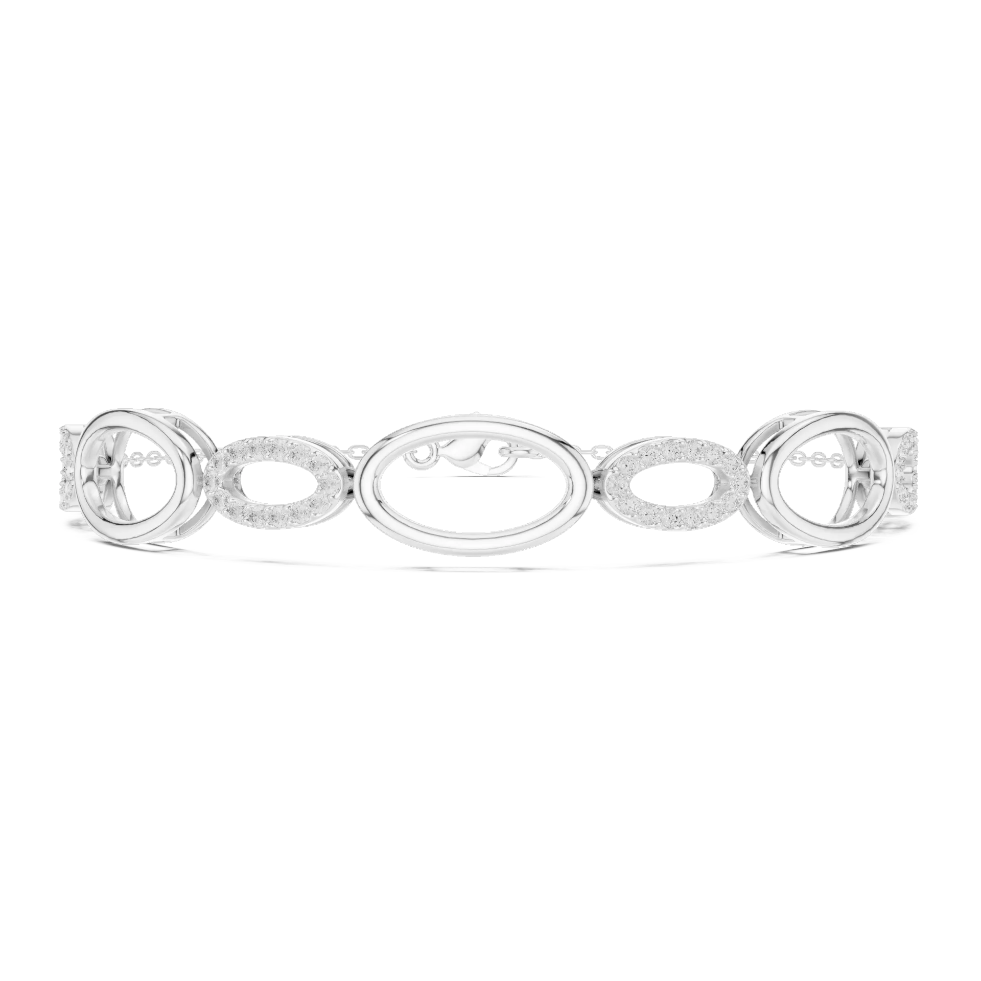 Interlocking Oval Link Diamond Bracelet