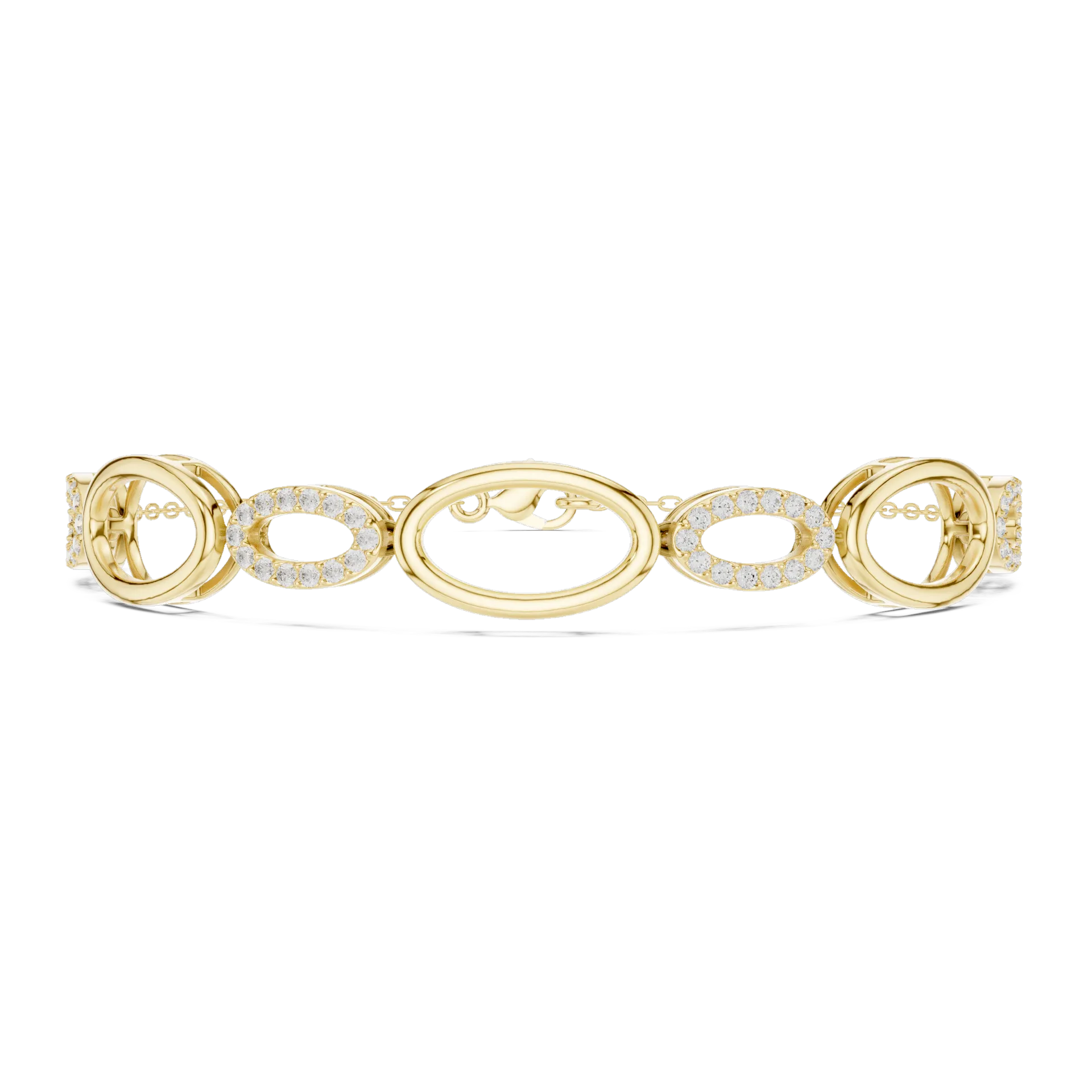 Interlocking Oval Link Diamond Bracelet