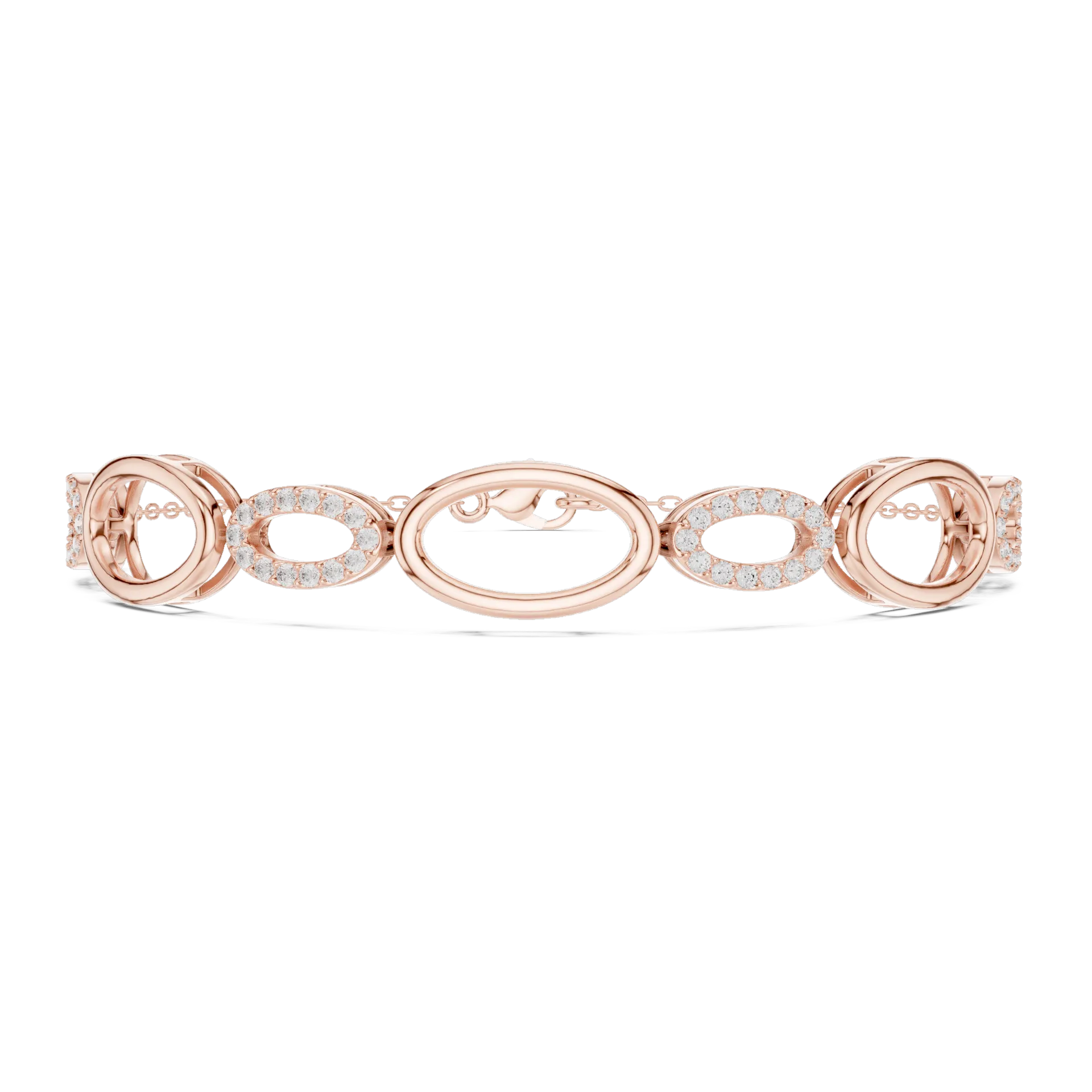 Interlocking Oval Link Diamond Bracelet