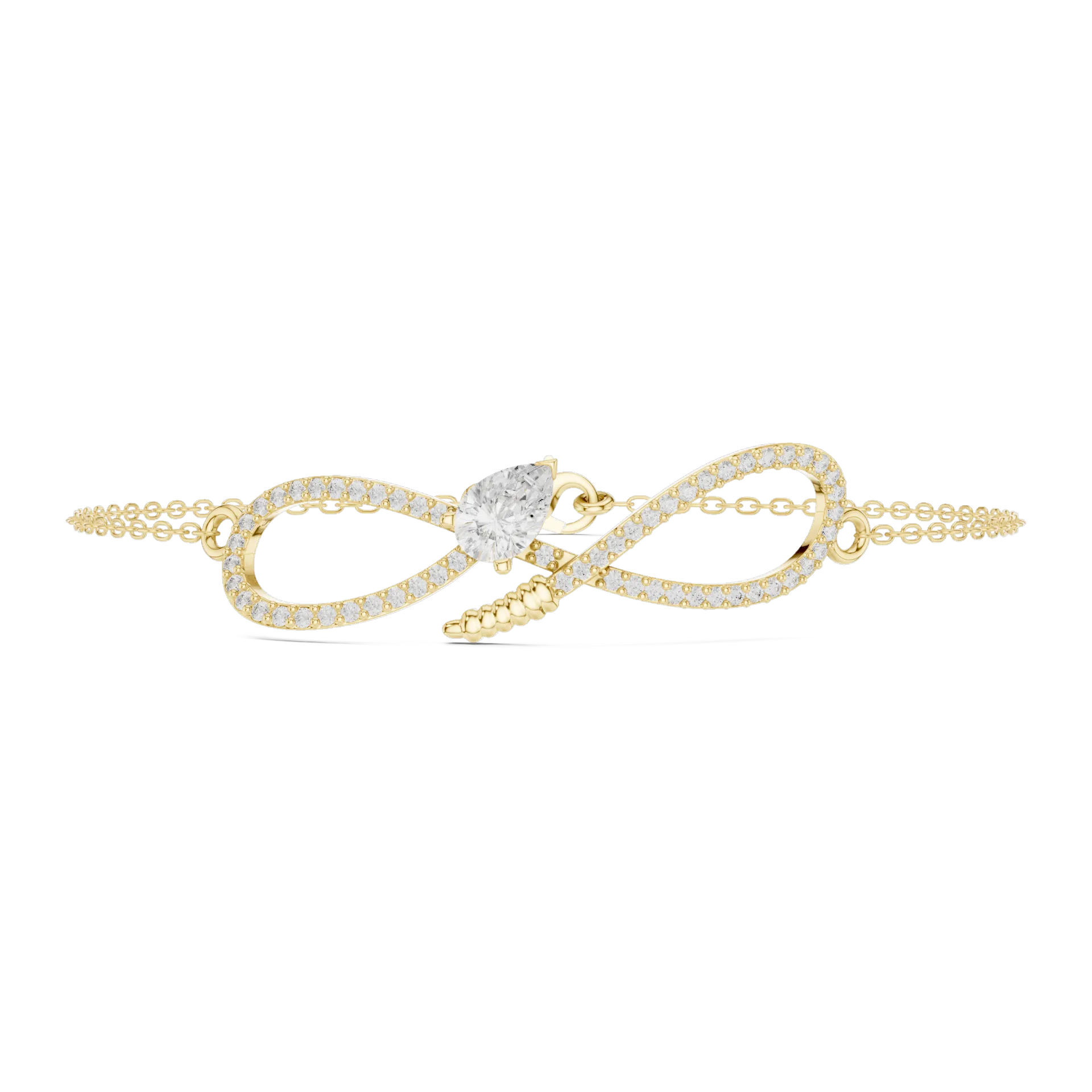 Pear Solitaire Infinity Chain Bracelet