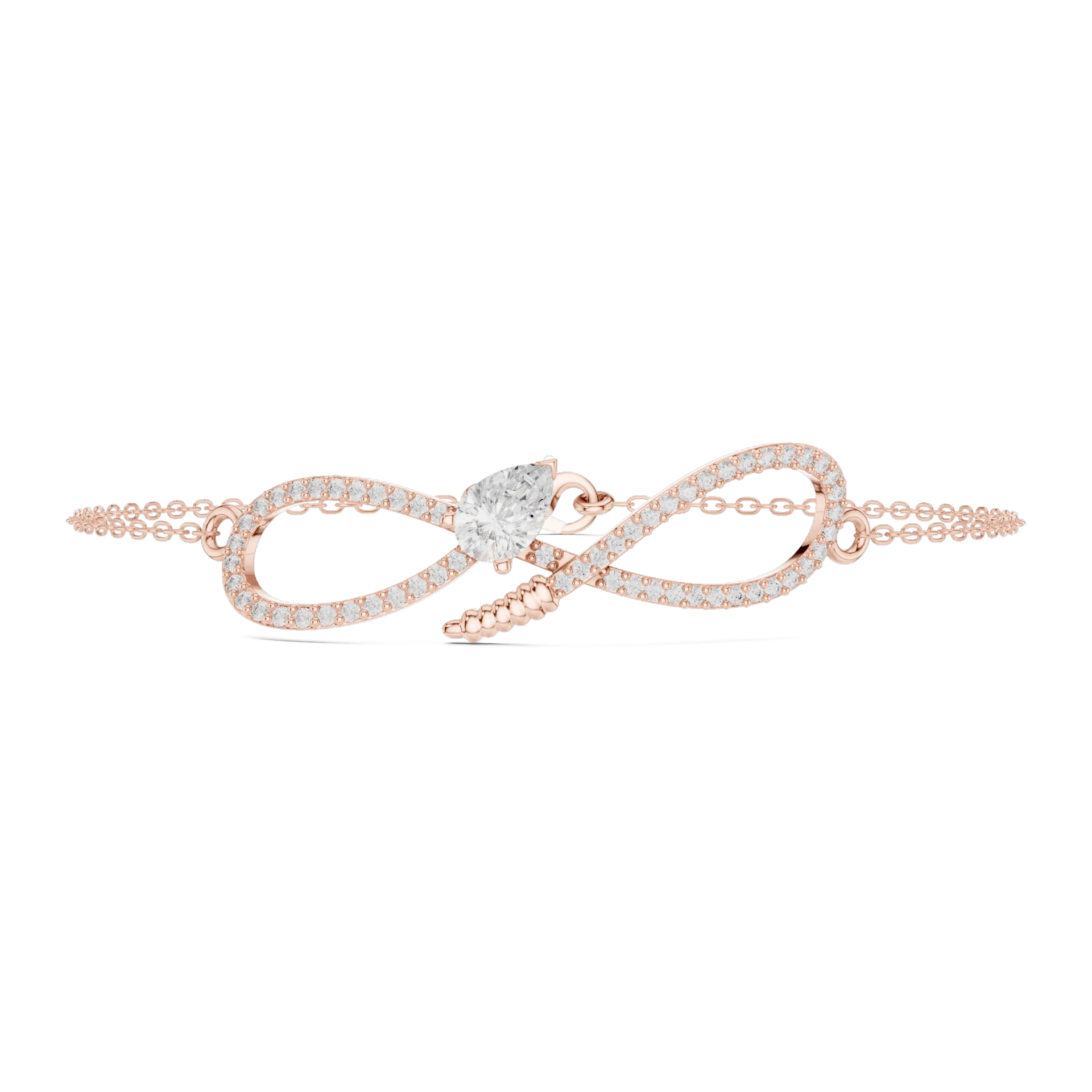 Pear Solitaire Infinity Chain Bracelet