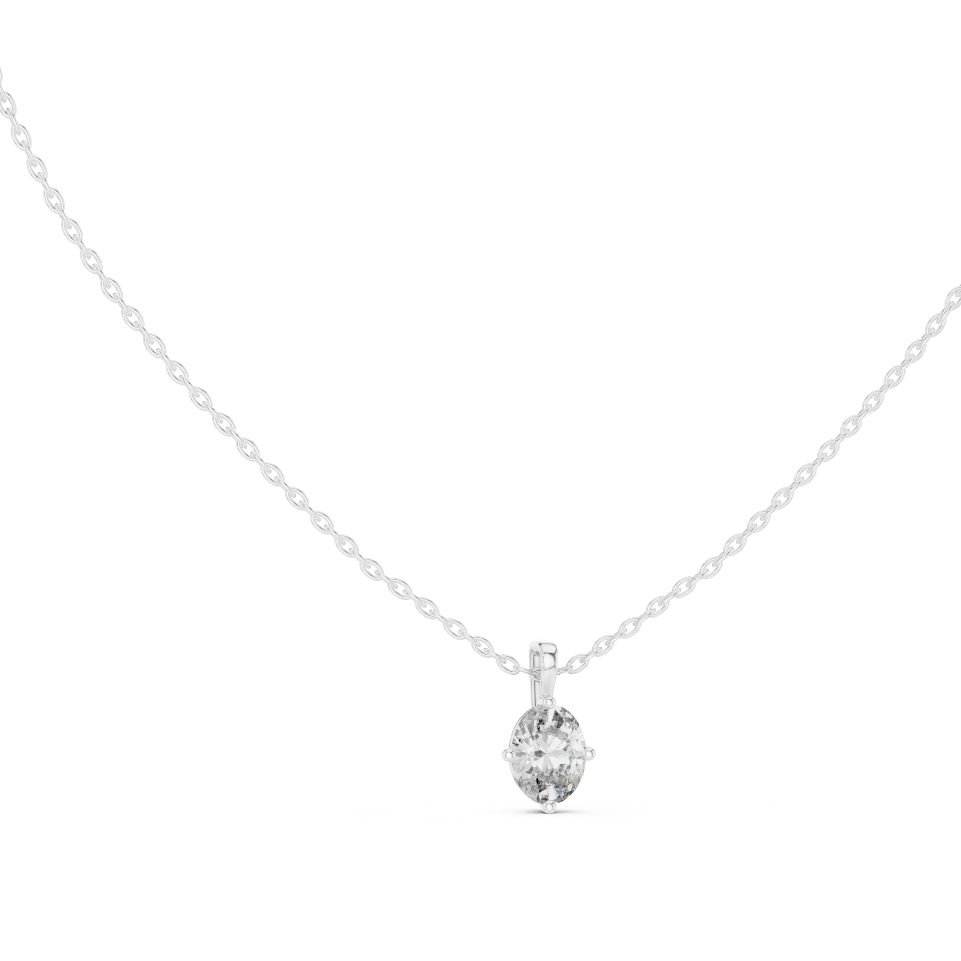 Oval Collet Solitaire Fine Pendant