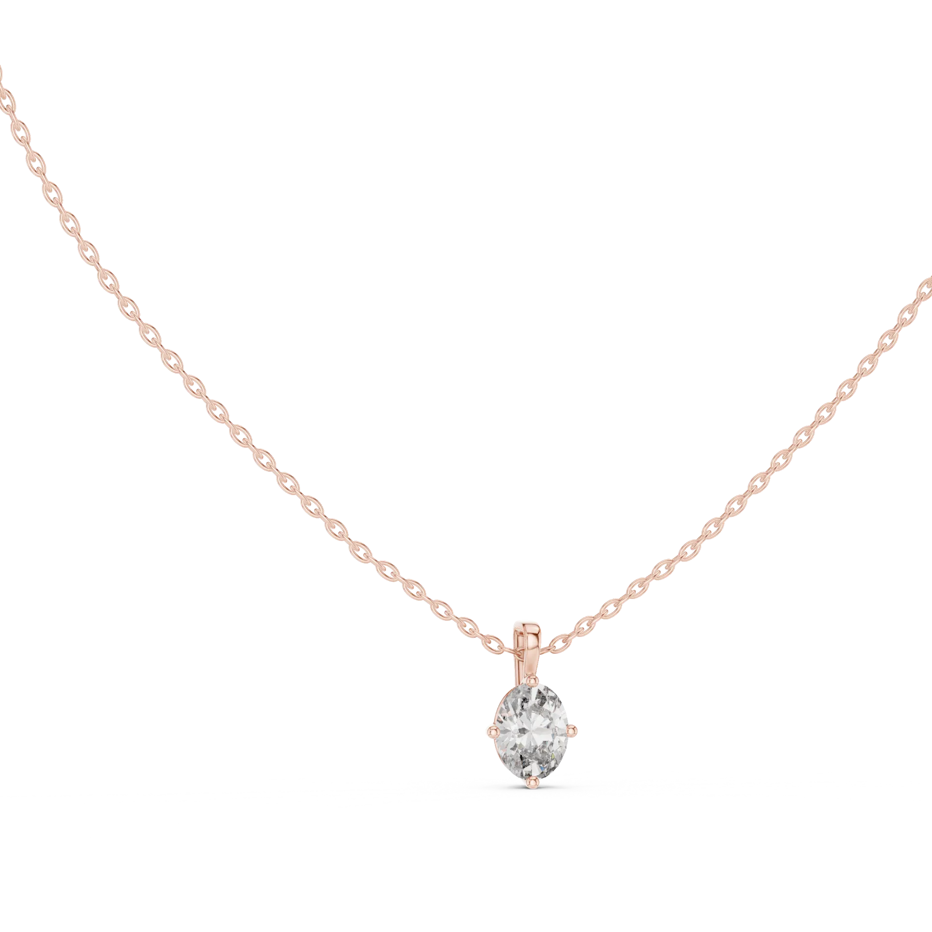 Oval Collet Solitaire Fine Pendant