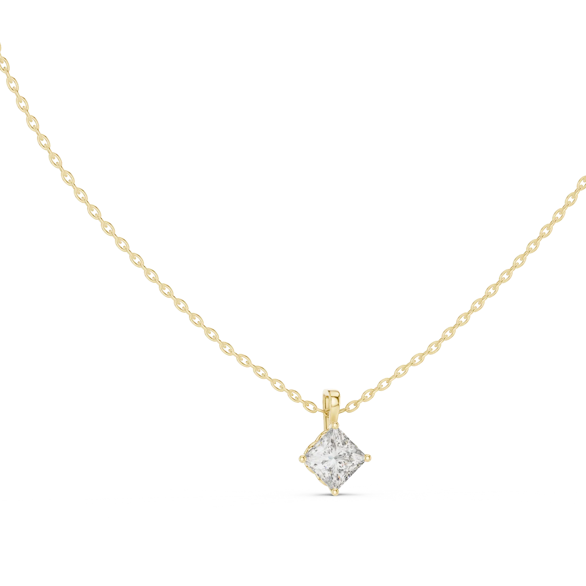 Princess Cut Sculptural Solitaire Pendant