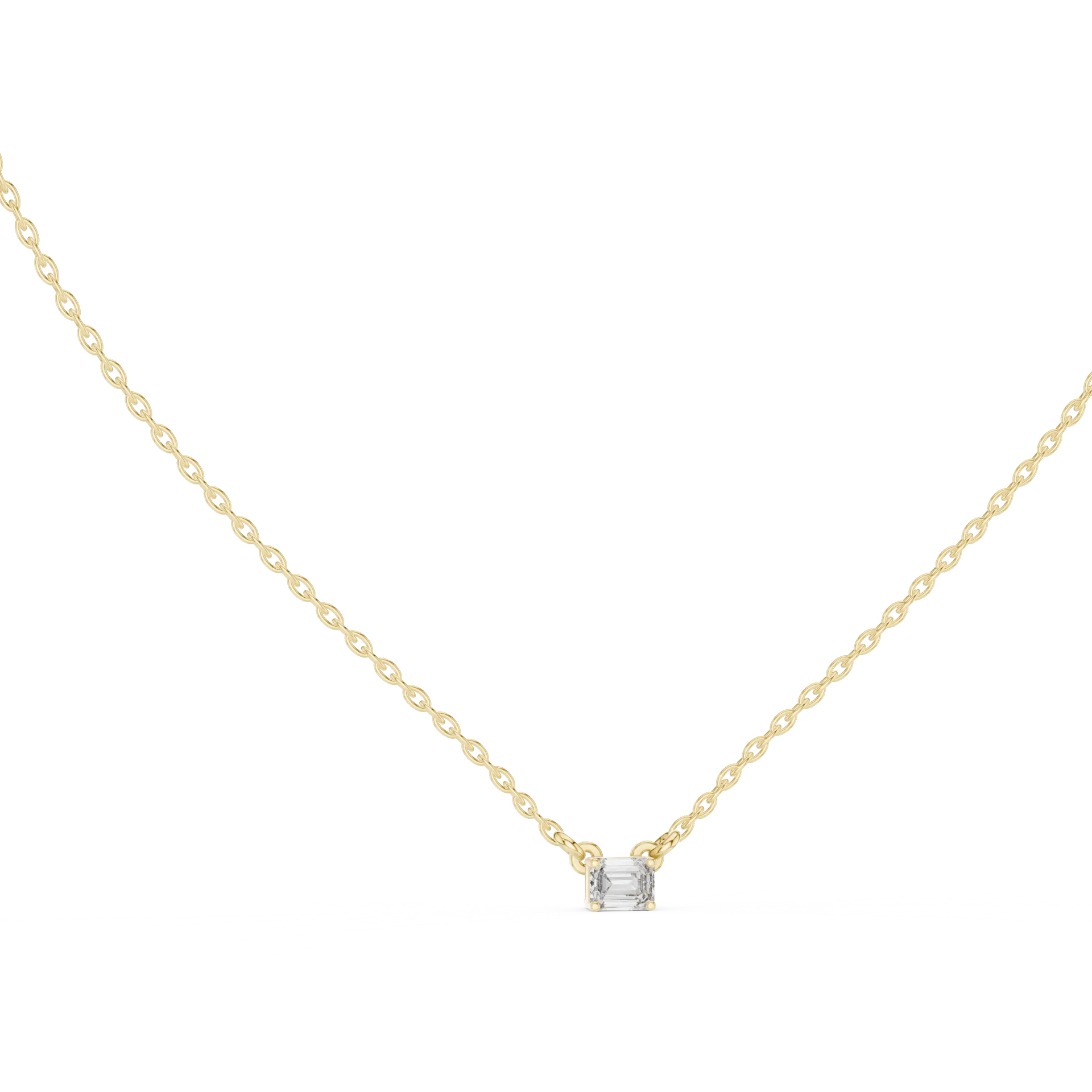 Emerald Cut Minimalist Floating Pendant