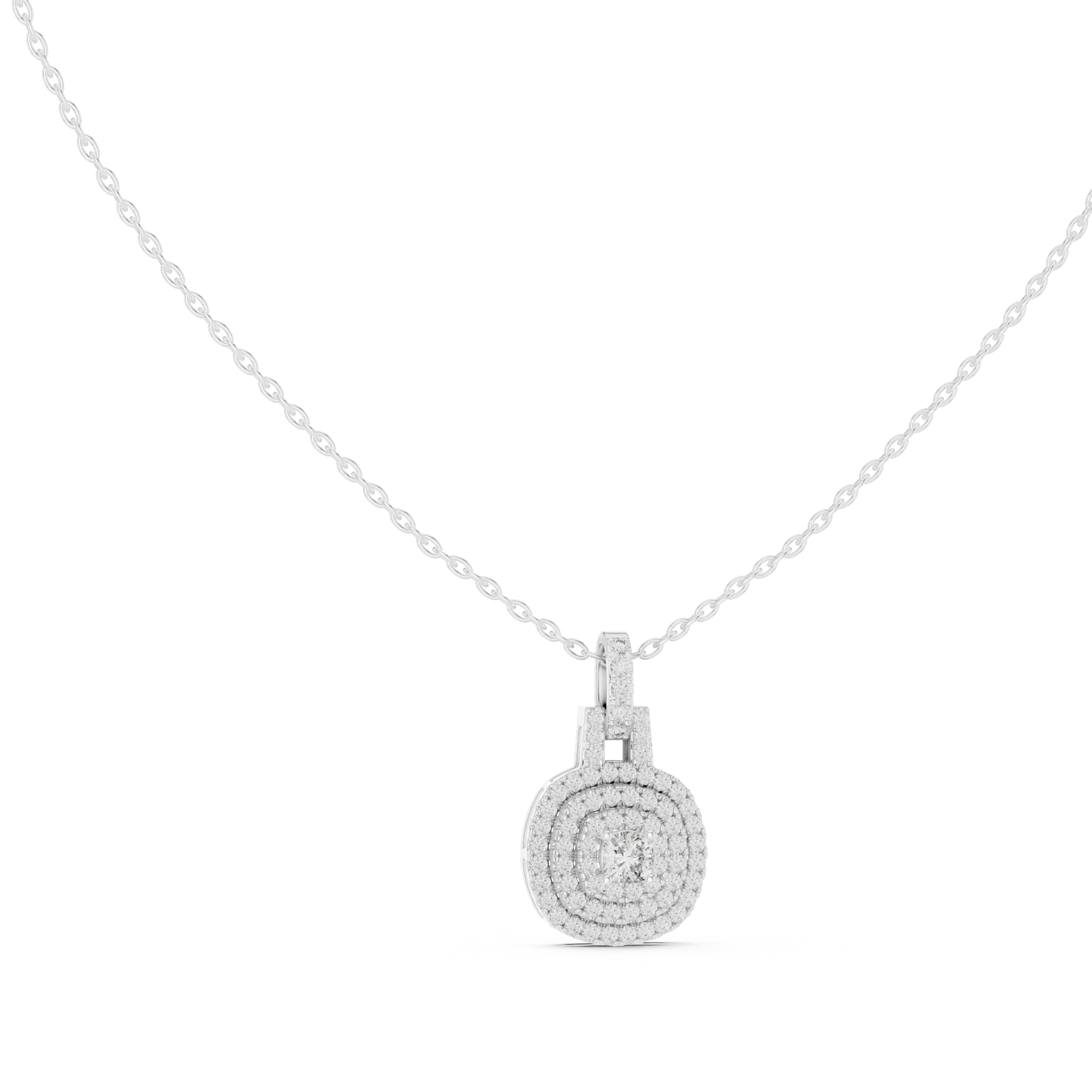Regal Cushion Tiered Halo Pendant