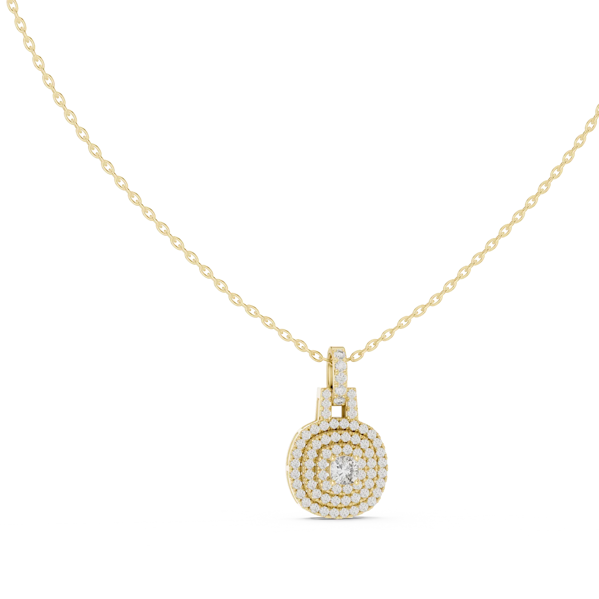 Regal Cushion Tiered Halo Pendant