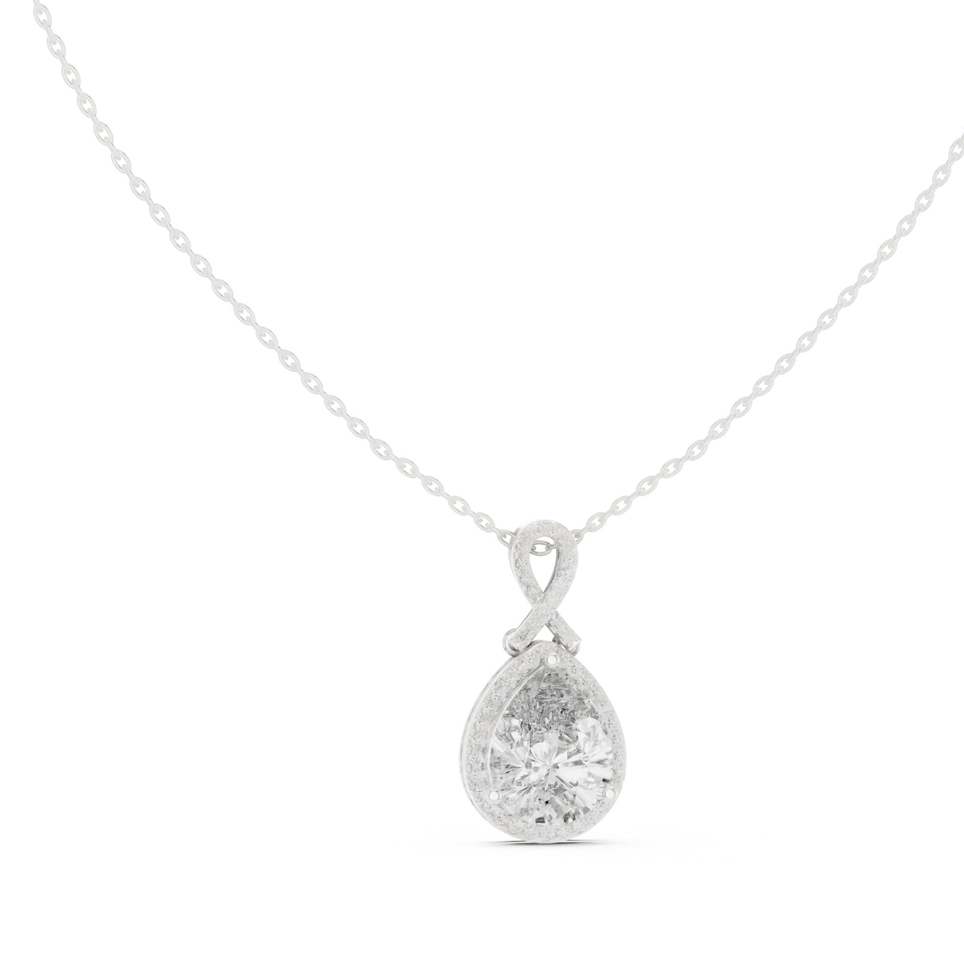 Graceful Pear Infinity Halo Pendant