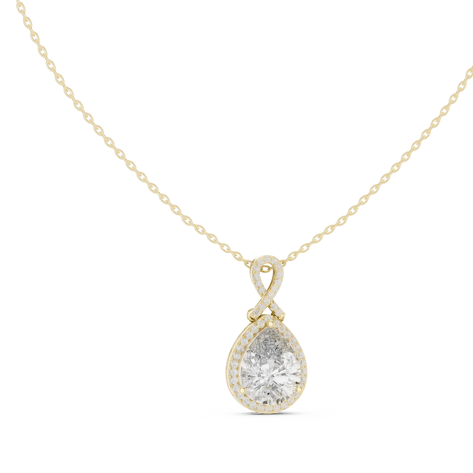 Graceful Pear Infinity Halo Pendant