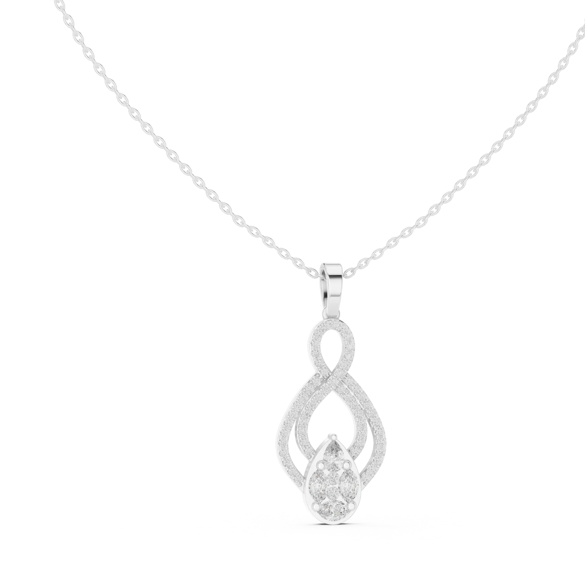 Botanical Marquise Pear Halo Pendant