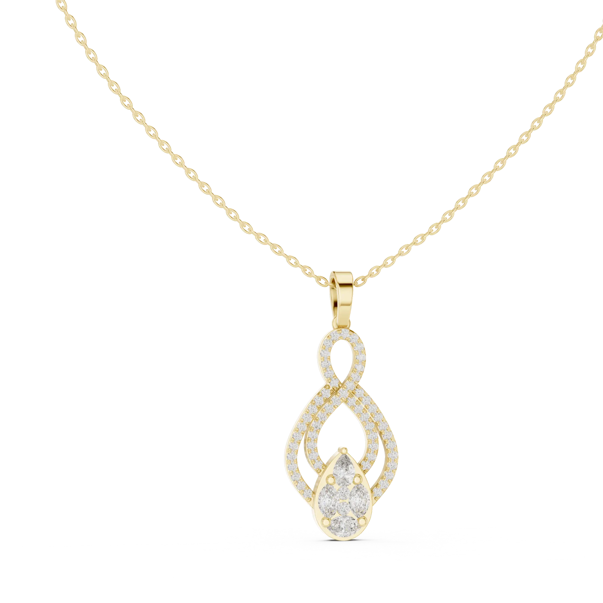Botanical Marquise Pear Halo Pendant