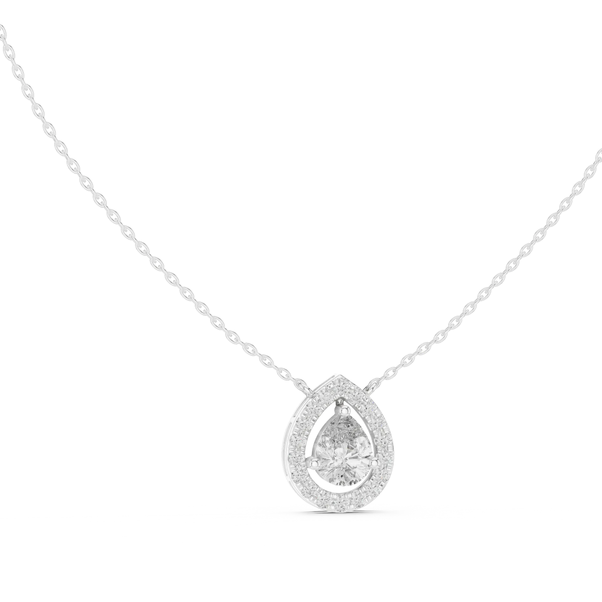 Pear Silhouette Floating Halo Pendant