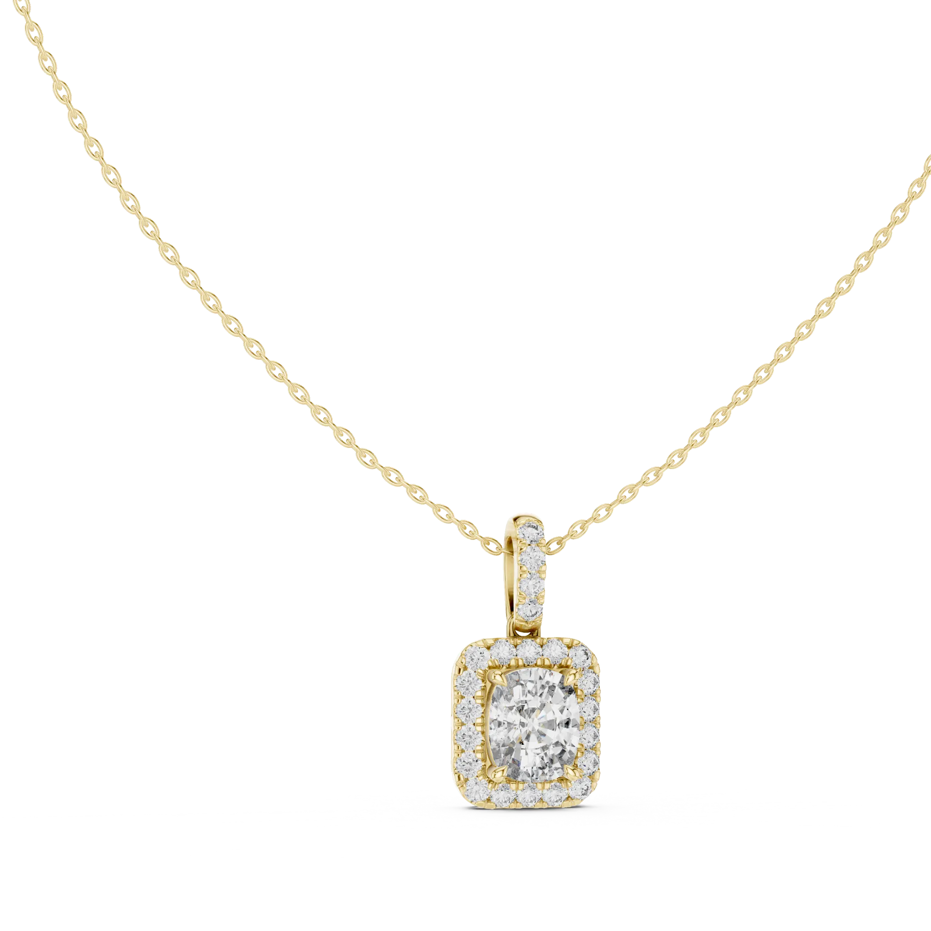 Cushion Pavé Halo Pendant