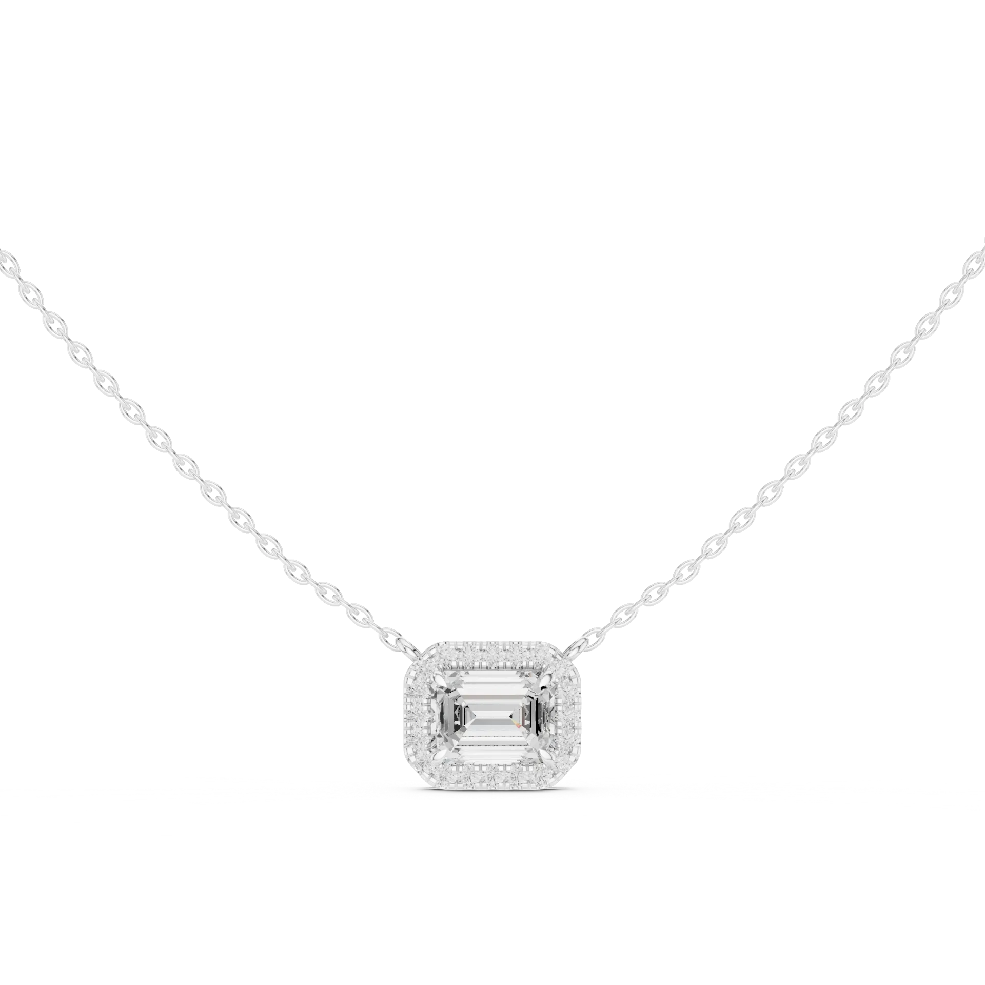 Horizon Emerald Cut Halo Pendant