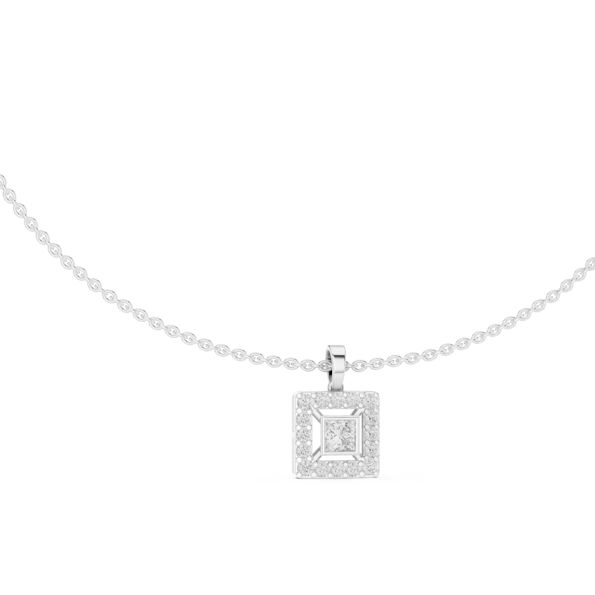 Sovereign Princess Bezel Halo Pendant