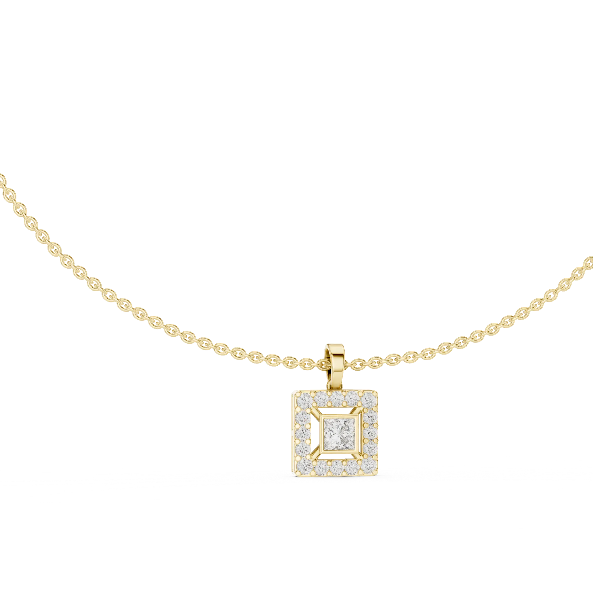 Sovereign Princess Bezel Halo Pendant