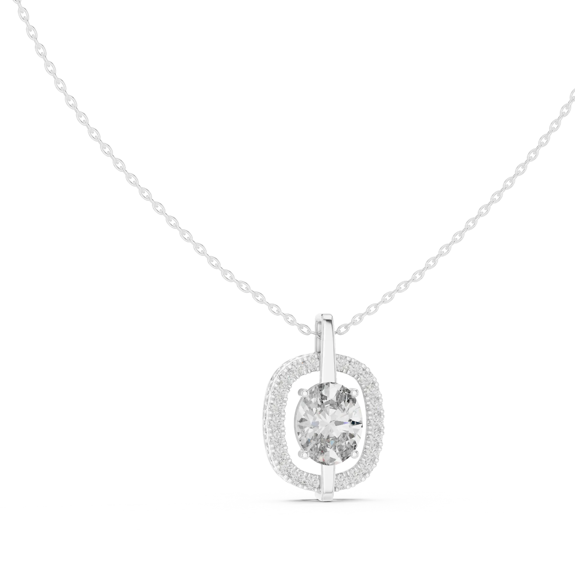 Elysian Oval Diamond Halo Pendant
