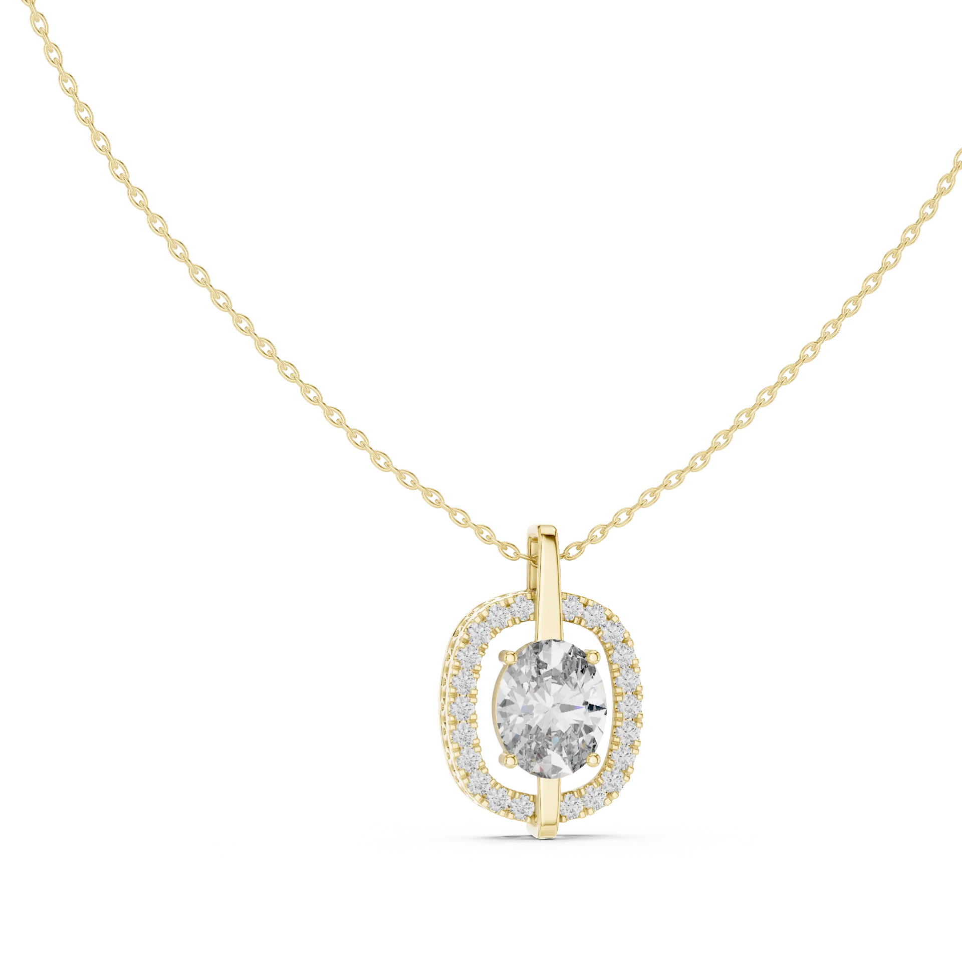 Elysian Oval Diamond Halo Pendant