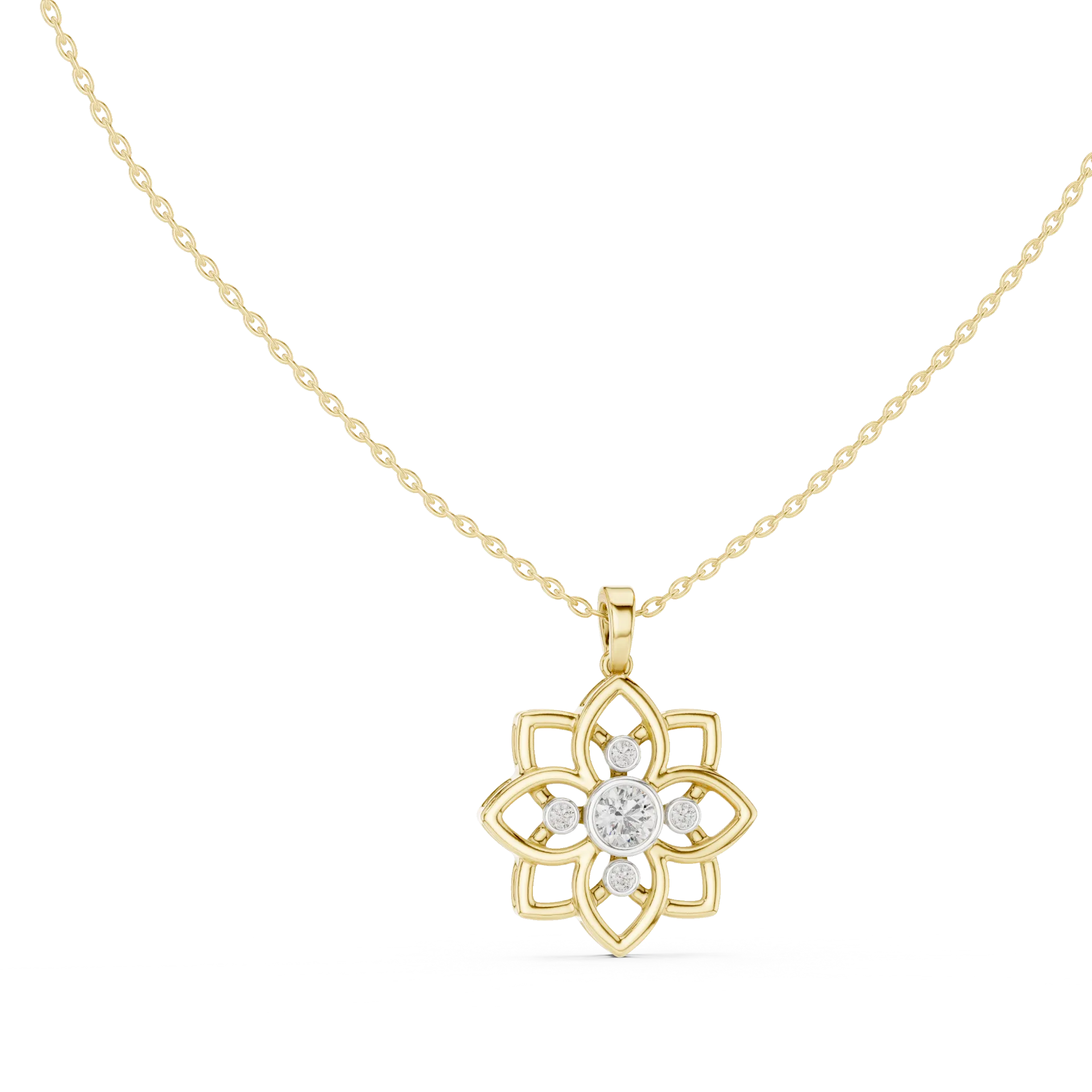 Stella Bezel Floral Star Pendant