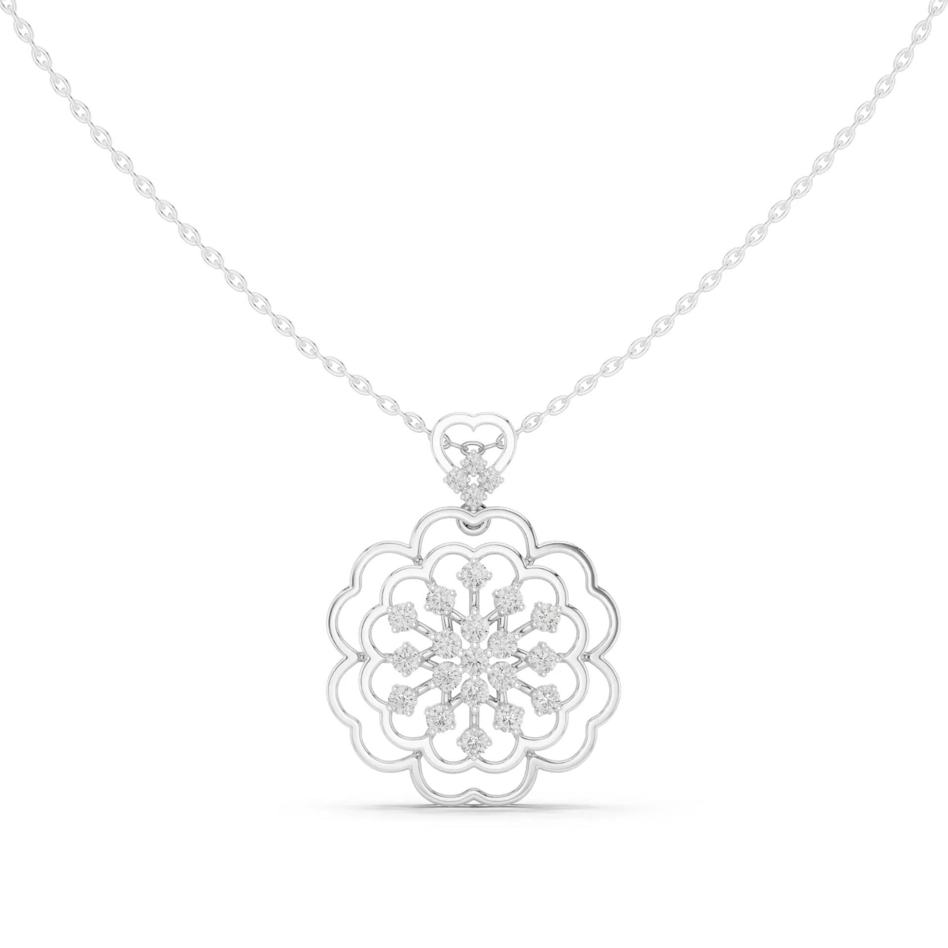 Rosetta Diamond Cluster Floral Pendant