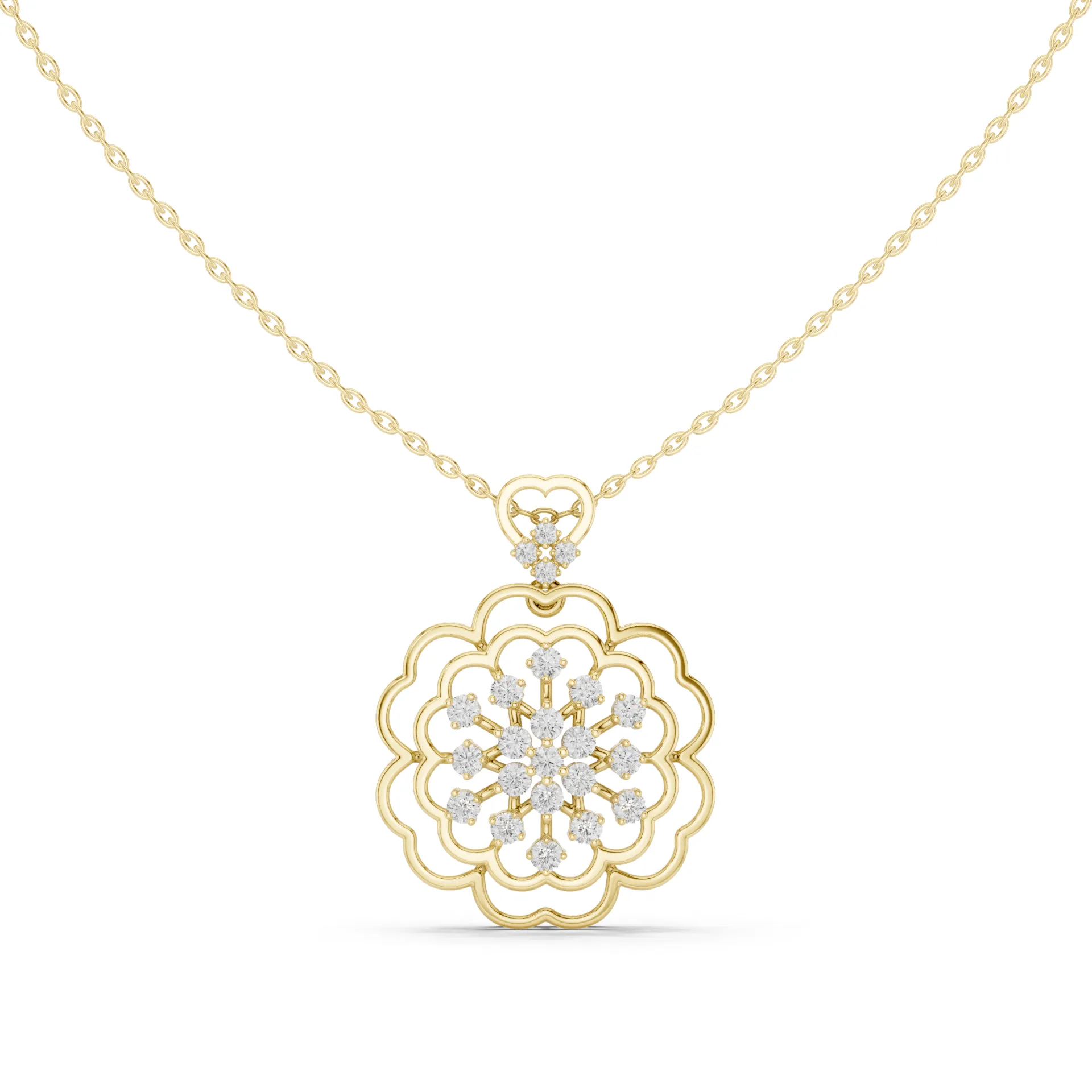 Rosetta Diamond Cluster Floral Pendant