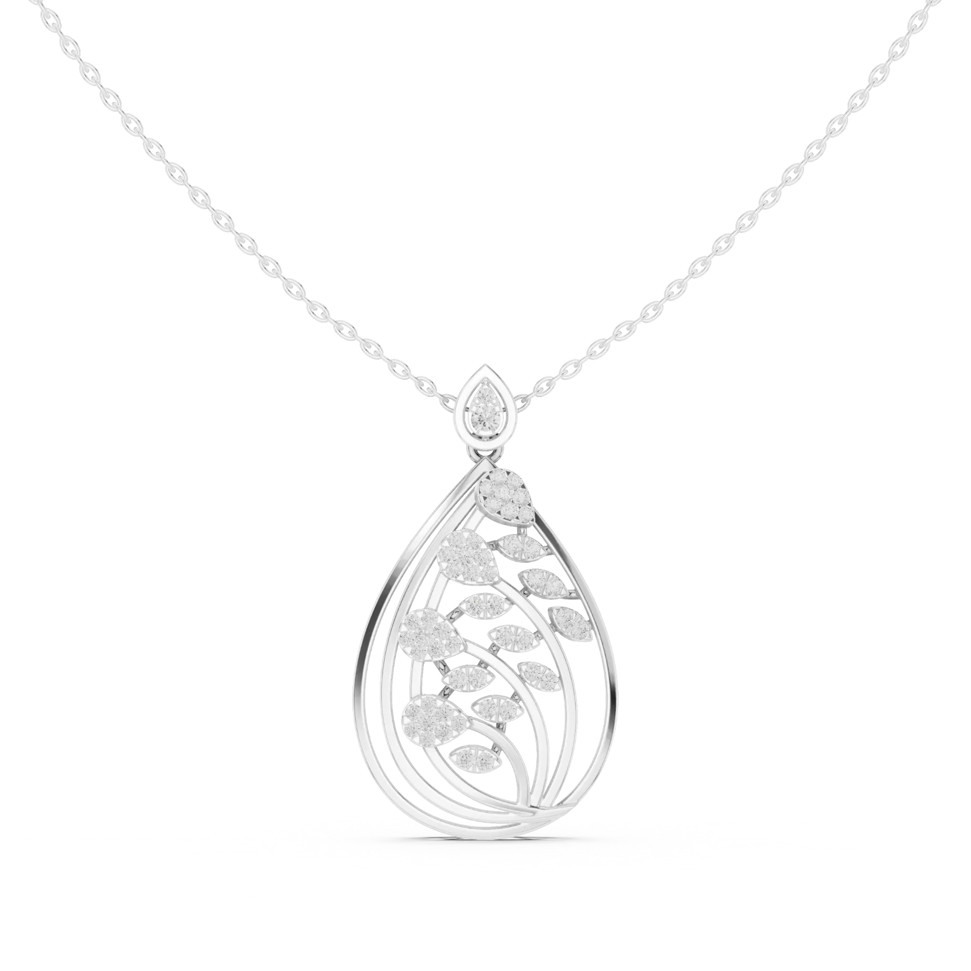 Fluted Teardrop Diamond Fashion Pendant