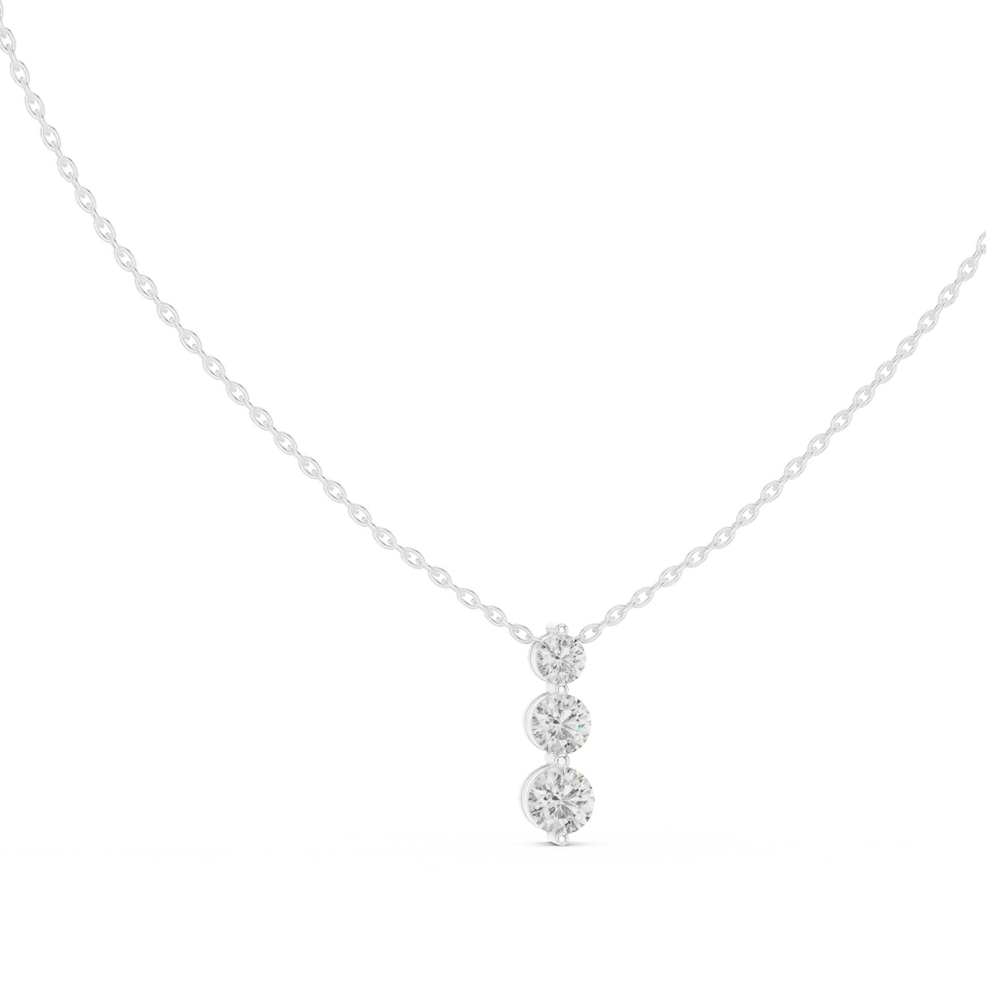 Three-Stone Linear Diamond Fashion Pendant