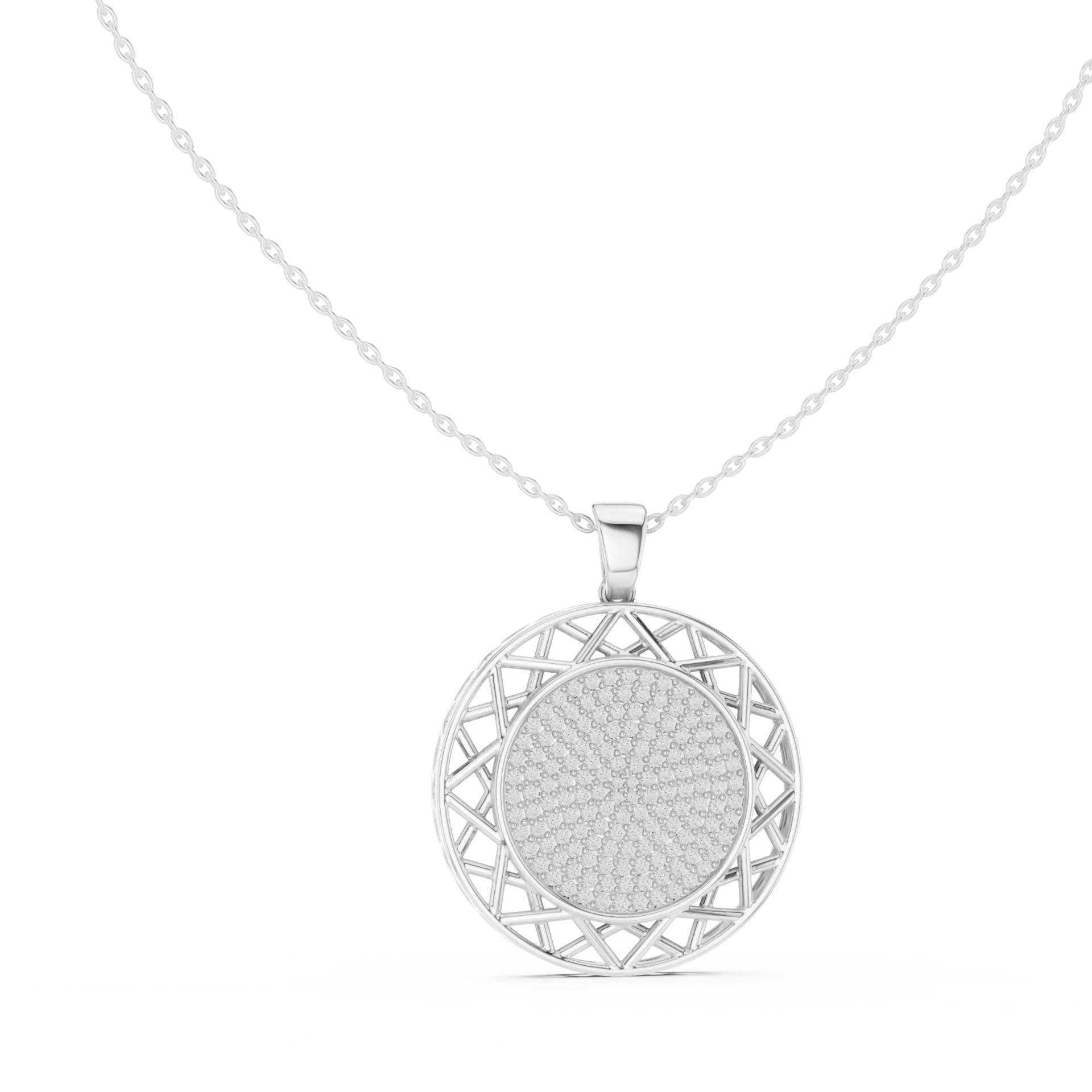 Lattice Disc Diamond Fashion Pendant