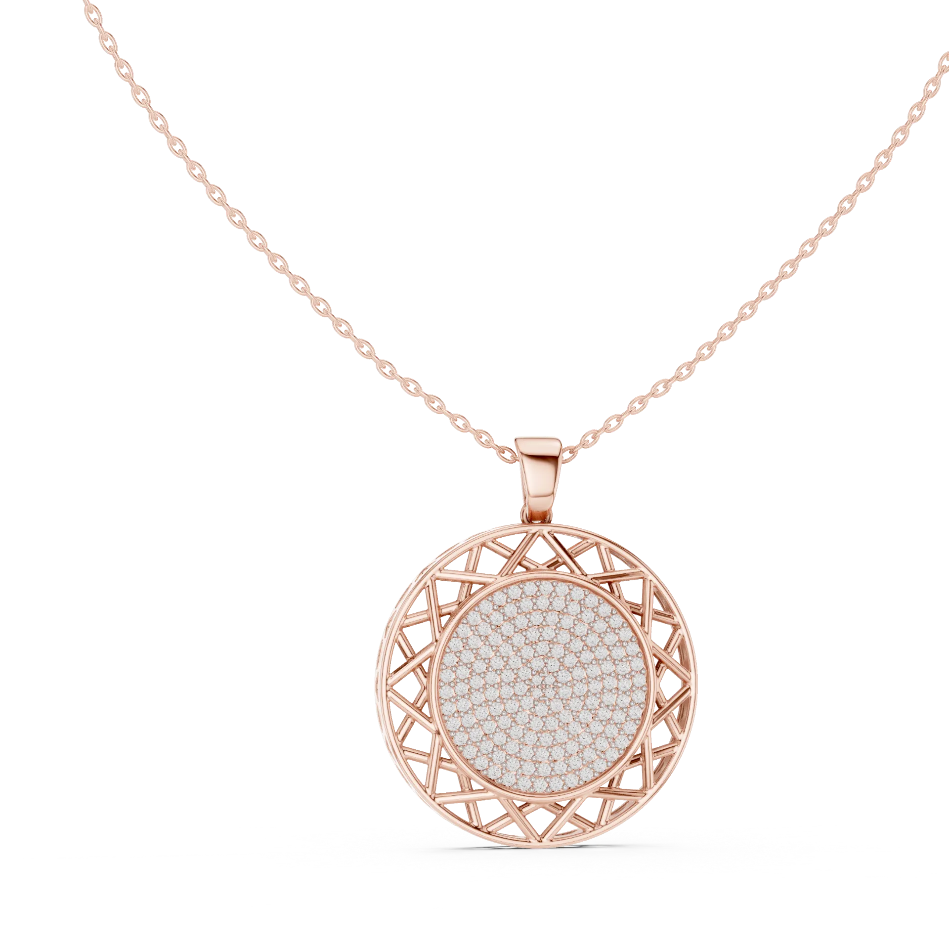 Lattice Disc Diamond Fashion Pendant