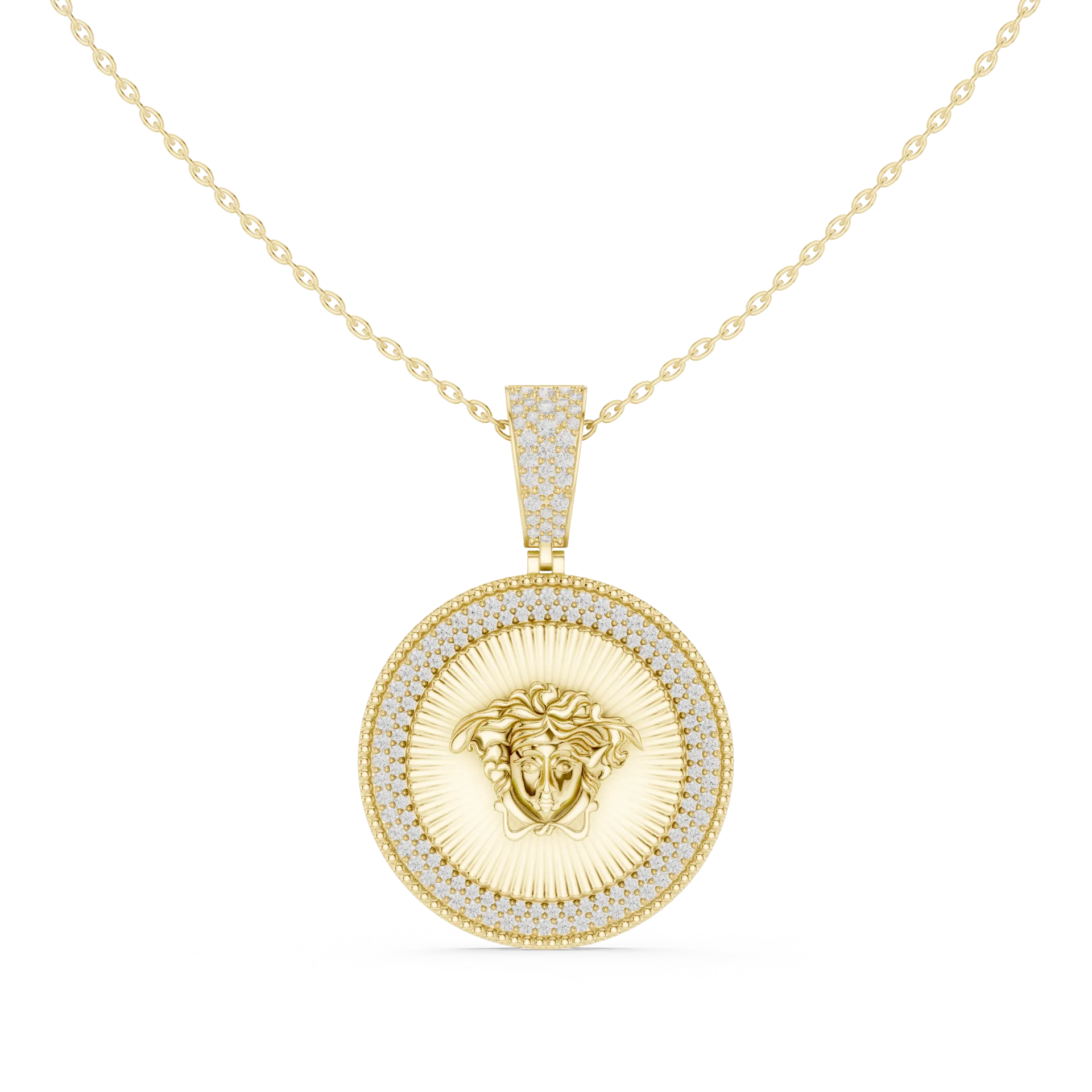 Medusa Sunburst Diamond Fashion Pendant