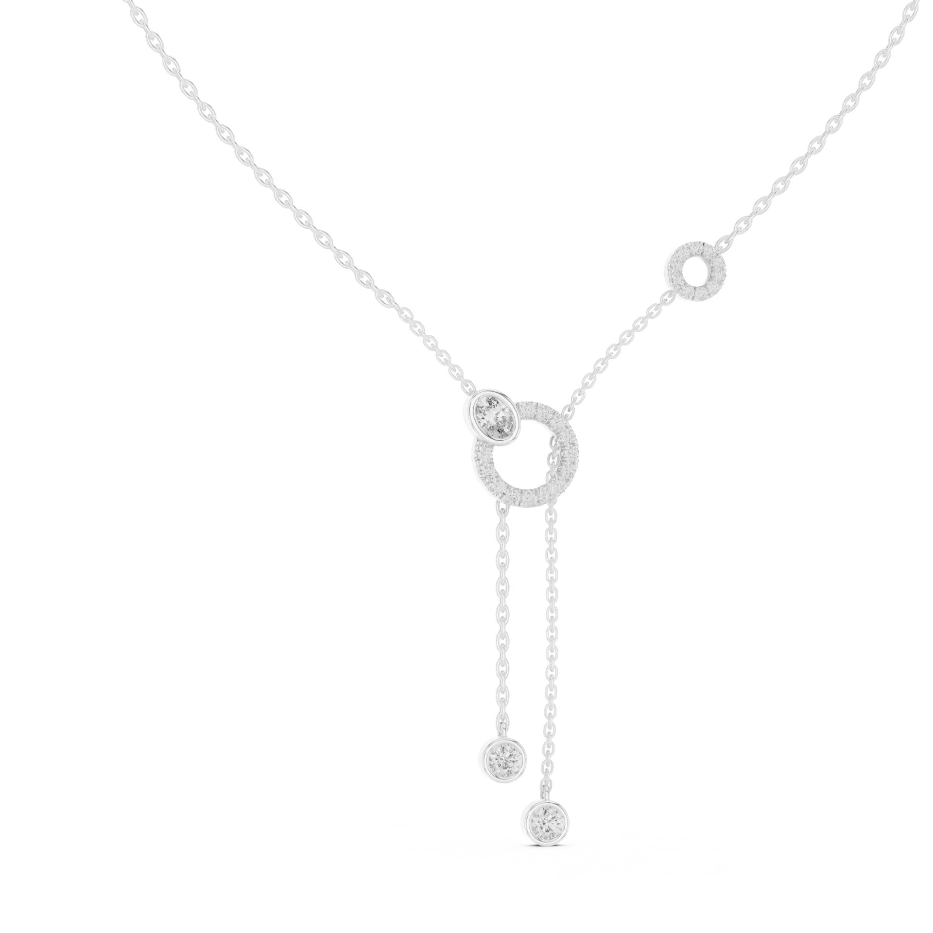 Circle Gemstone Lariat Fashion Pendant