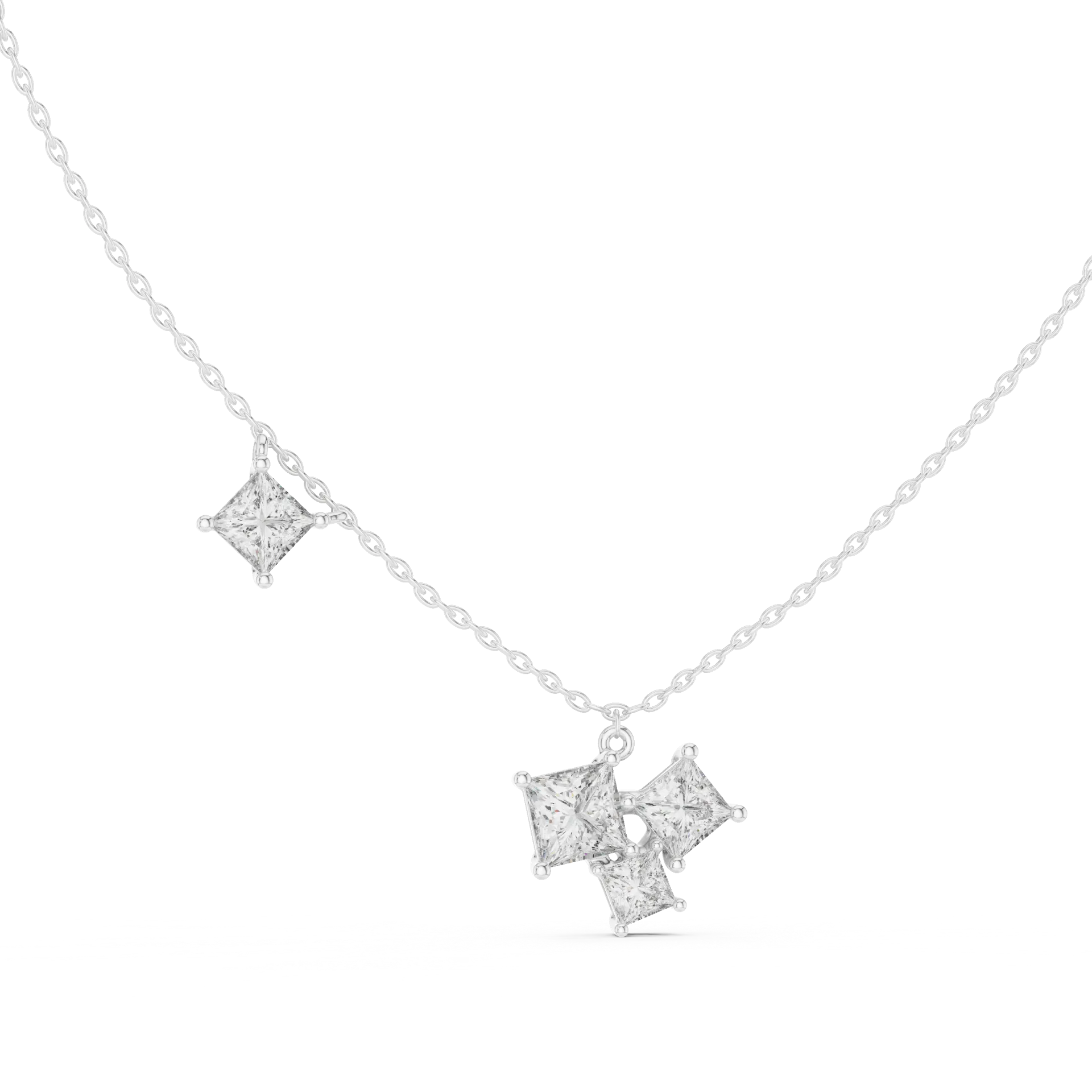 Princess Cut Asymmetrical Fashion Pendant