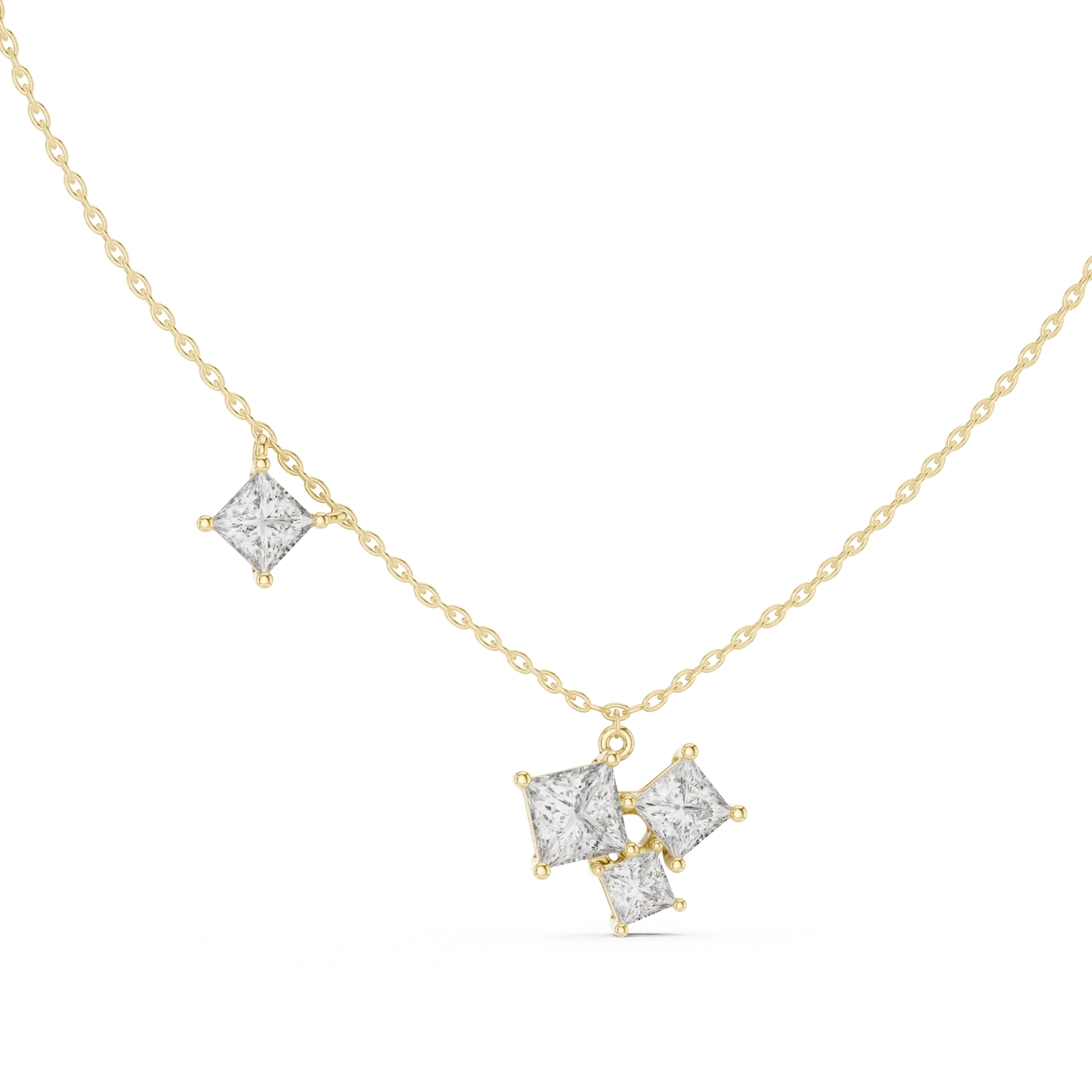 Princess Cut Asymmetrical Fashion Pendant