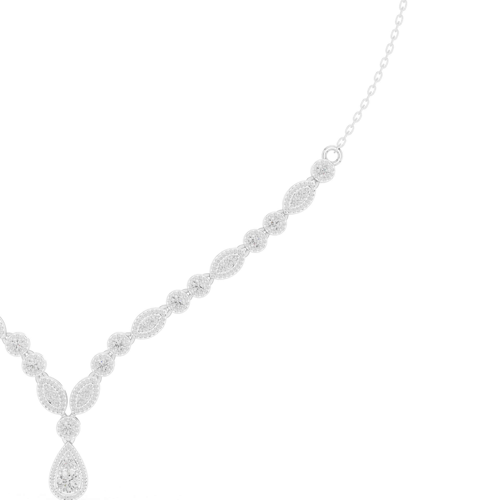 Teardrop Halo Diamond Drop Necklace