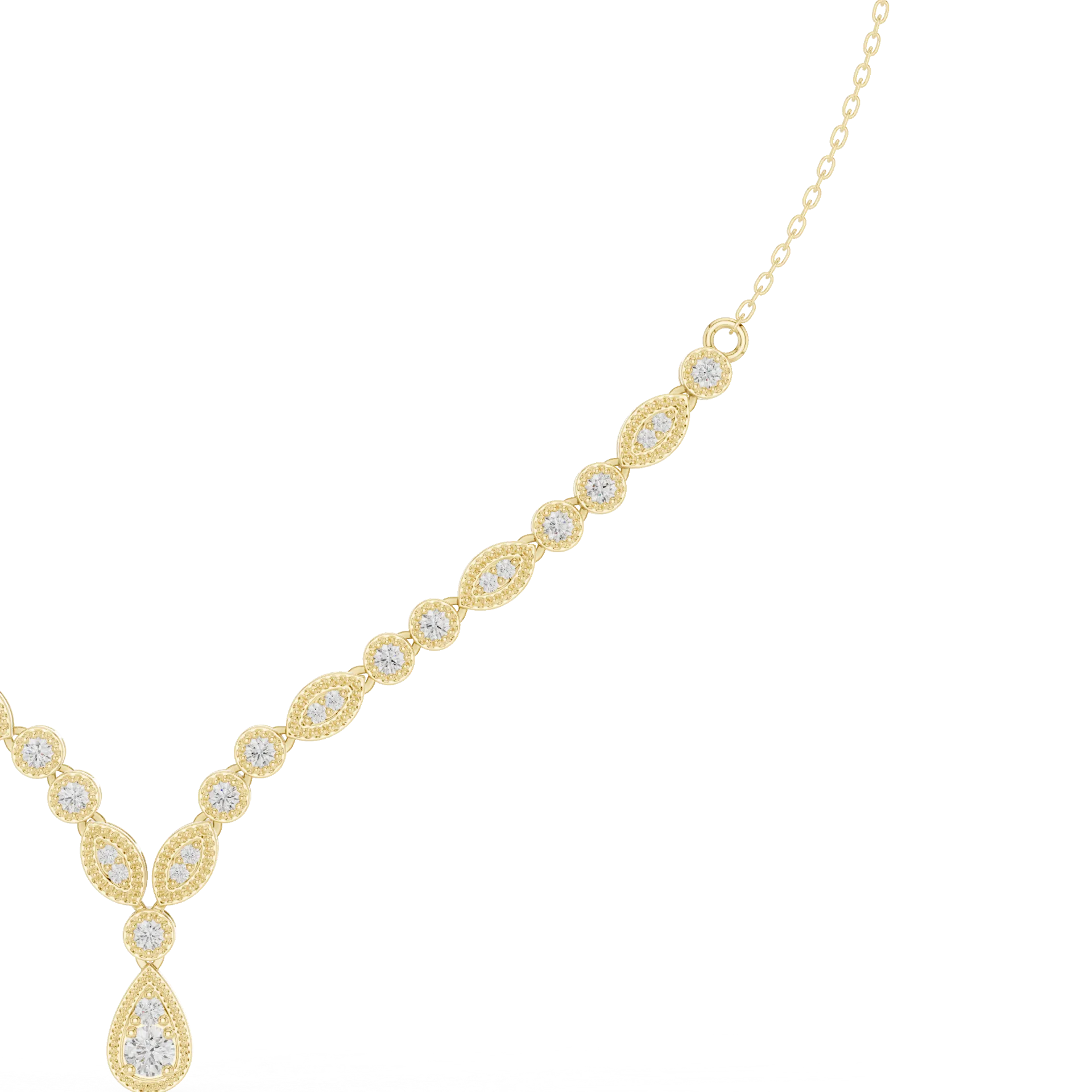 Teardrop Halo Diamond Drop Necklace