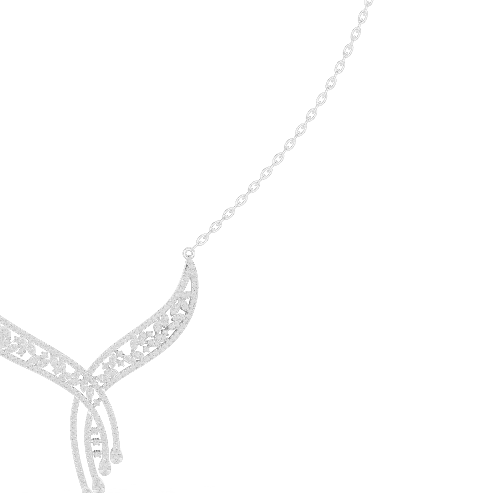 Cascading Vine Diamond Drop Necklace