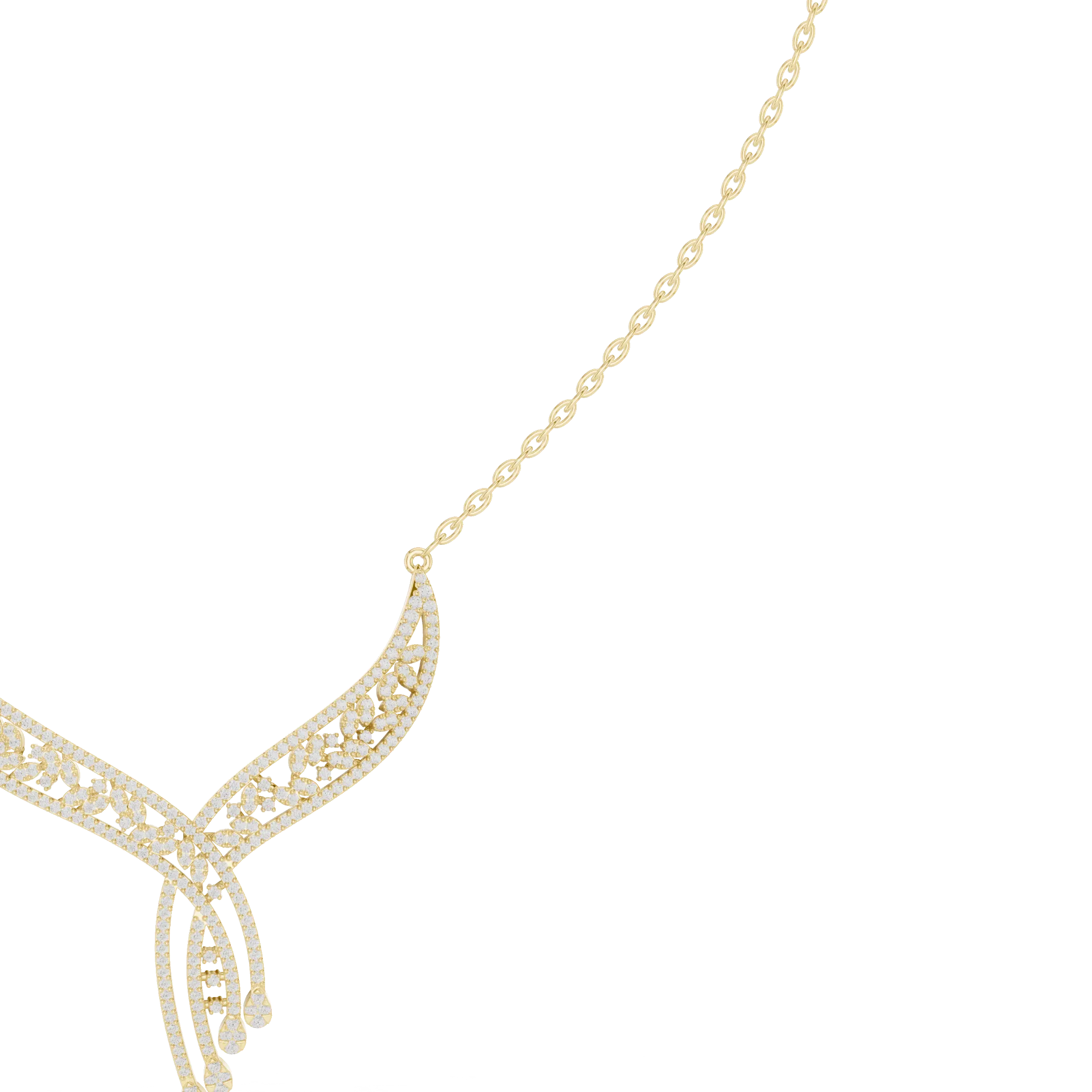 Cascading Vine Diamond Drop Necklace