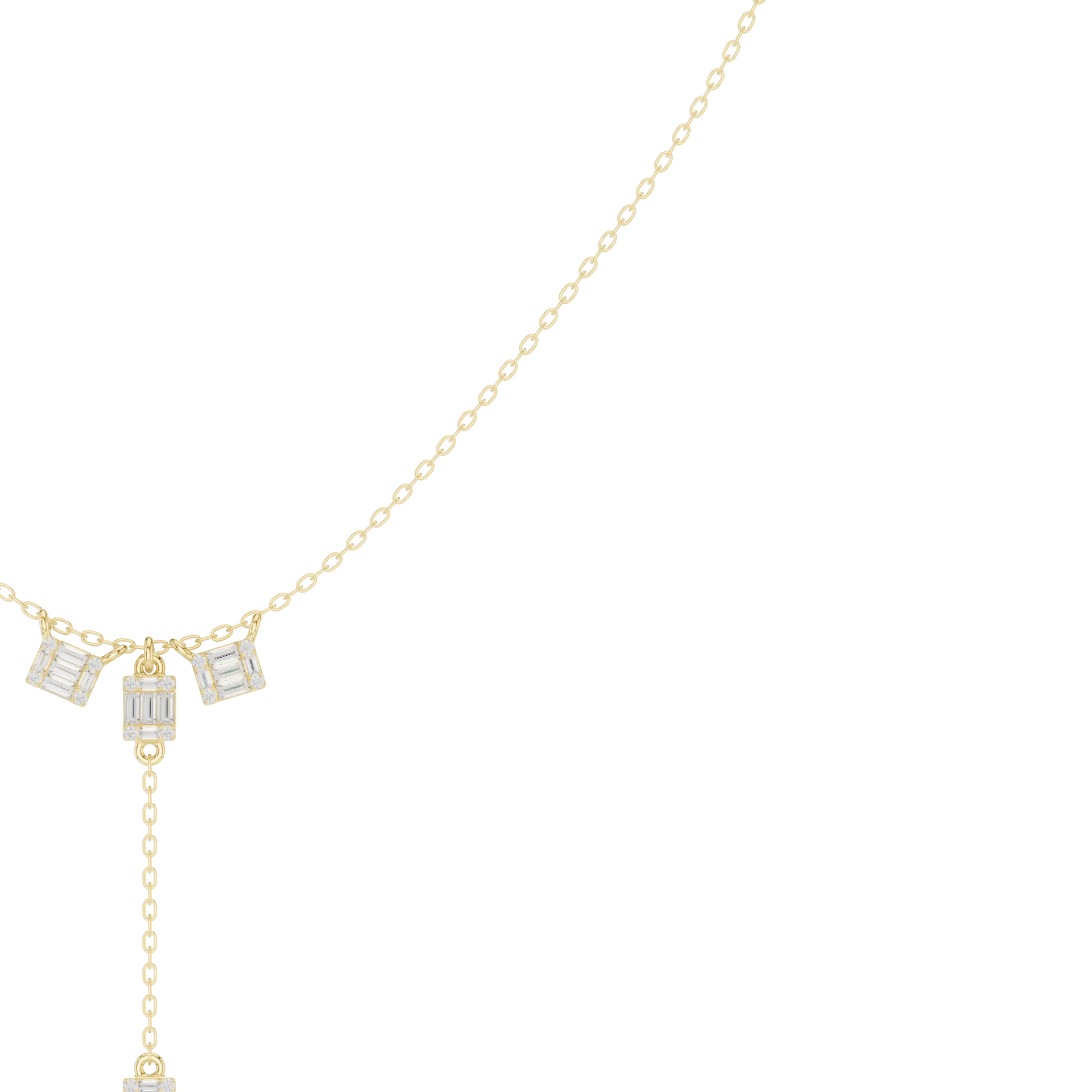 Baguette Illusion Cluster Drop Necklace