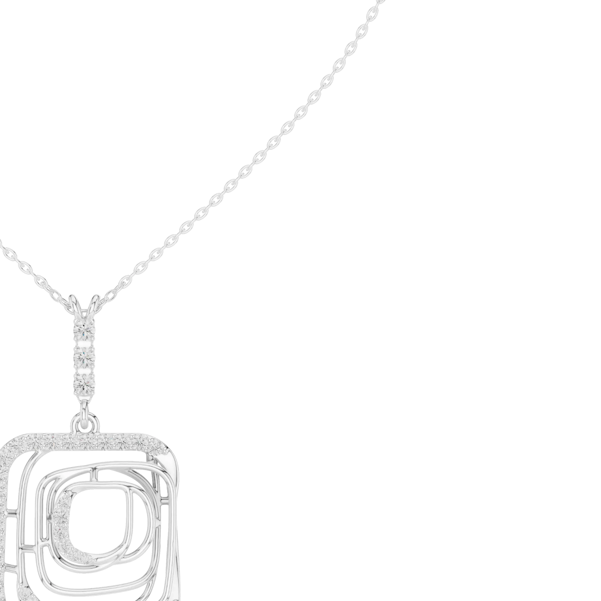 Tiered Geometric Diamond Fashion Pendant