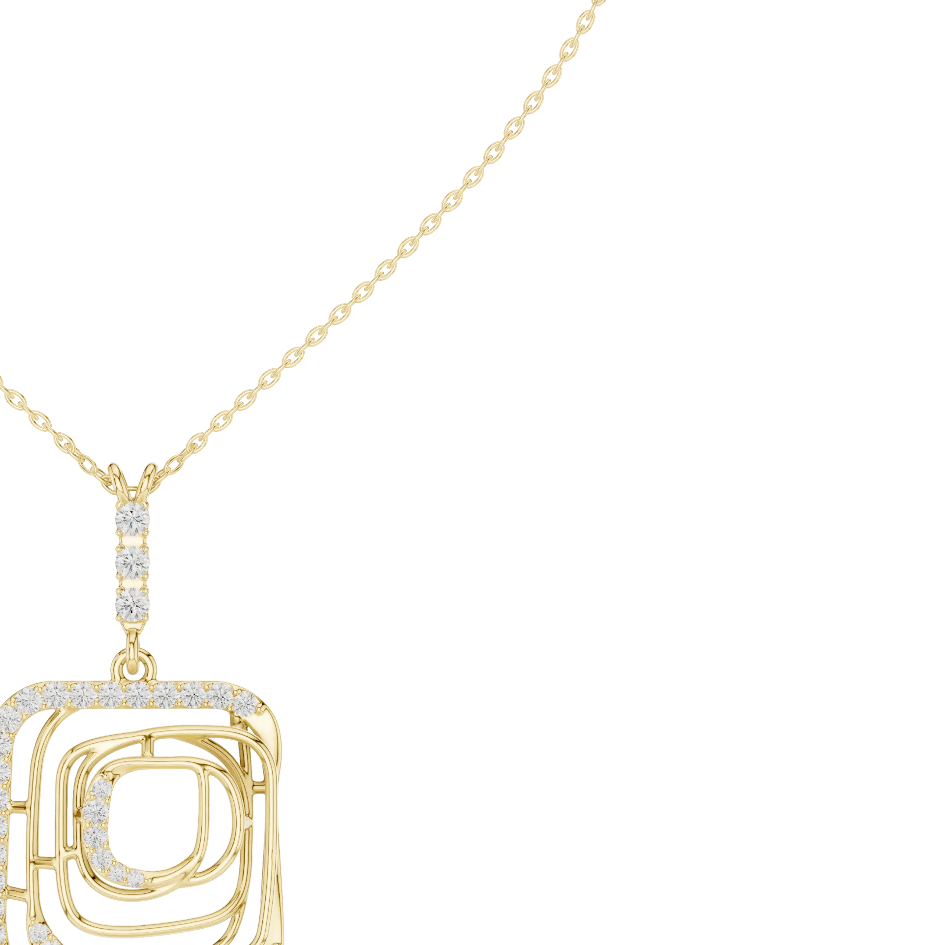 Tiered Geometric Diamond Fashion Pendant