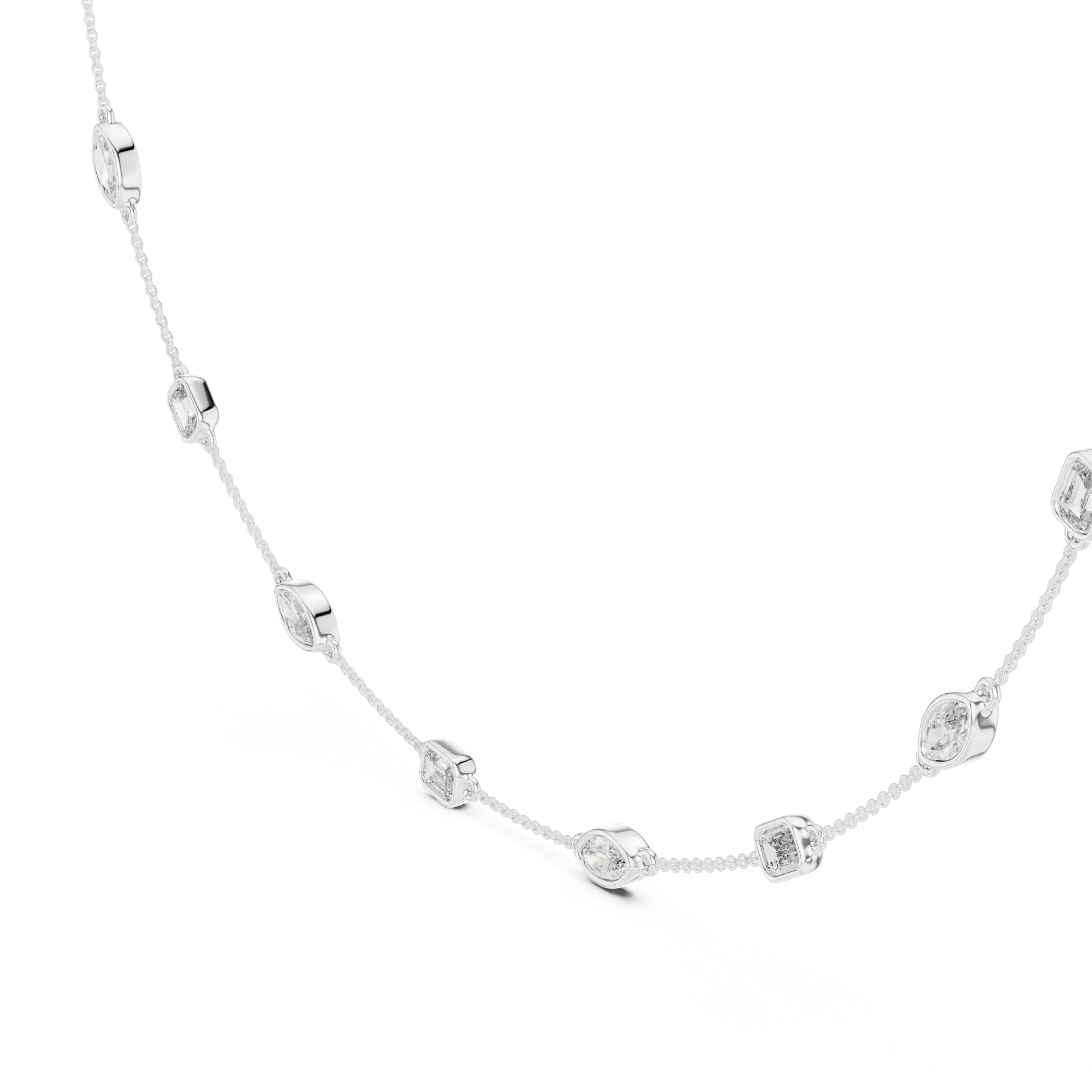East-West Emerald Marquise Station Necklace