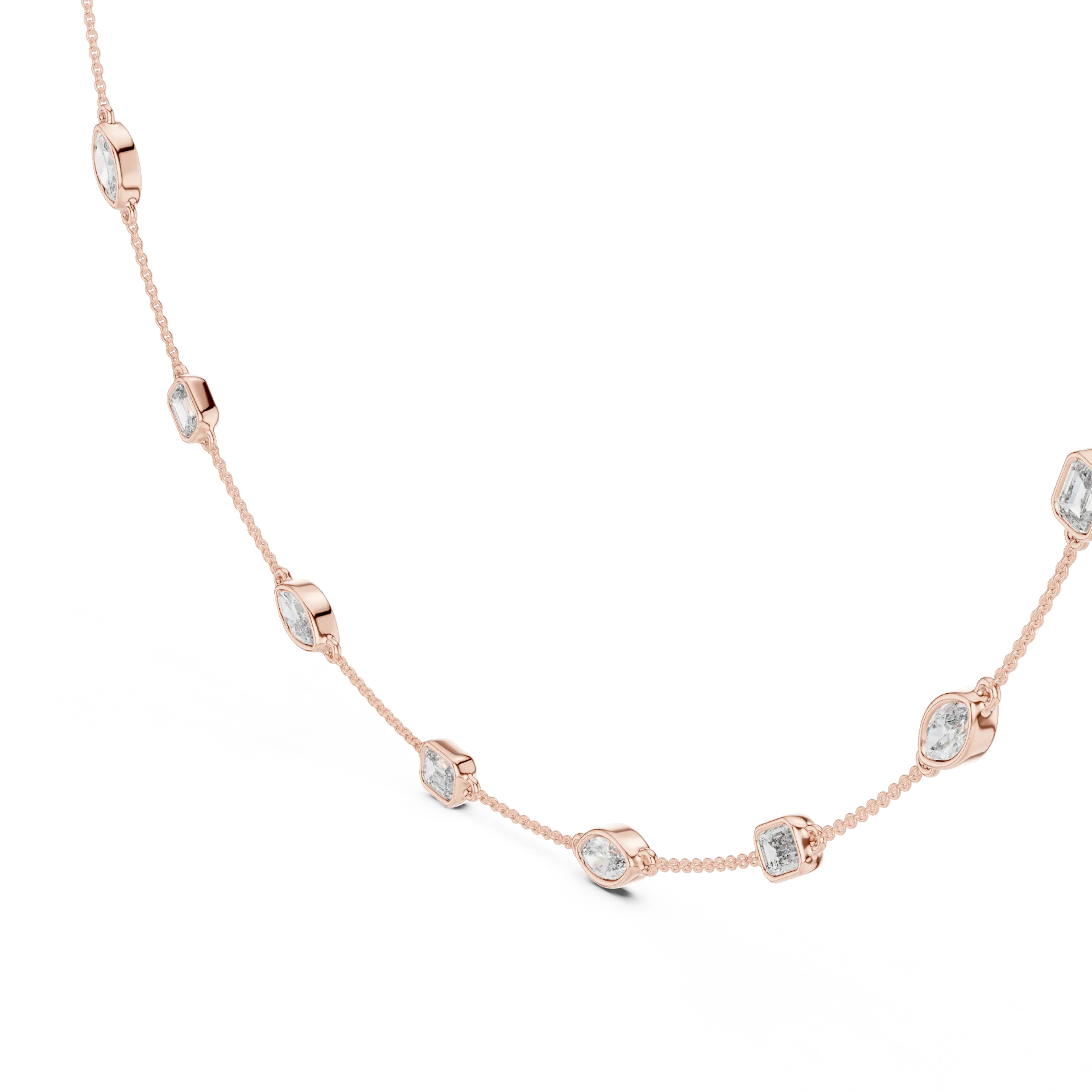 East-West Emerald Marquise Station Necklace